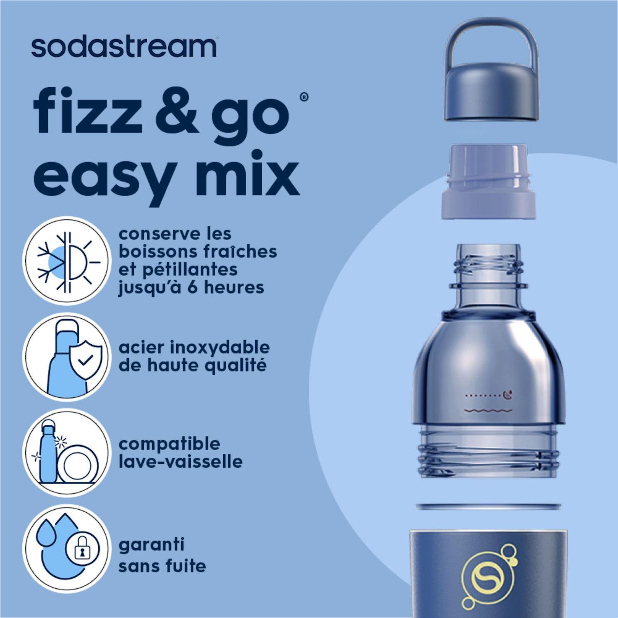 Voir la diapositive 3 : SODASTREAM Gourde isotherme et gazéifiable 0.7 L - Bleu