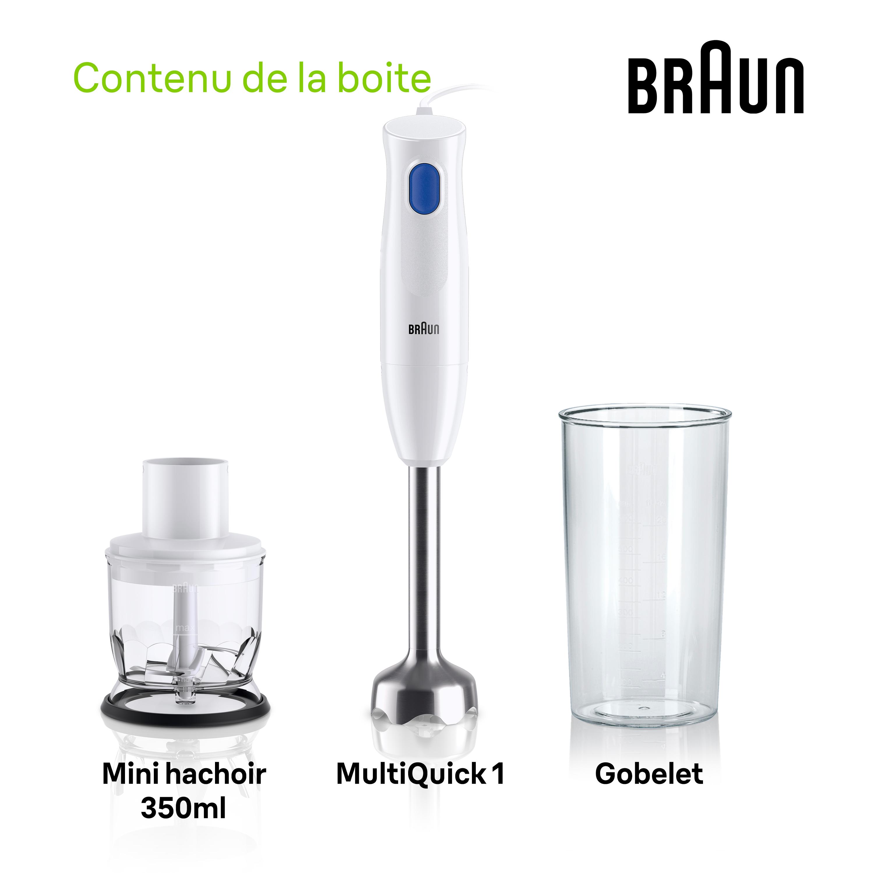 Voir la diapositive 2 : BRAUN Mixeur plongeant MQ10.201MWH - Blanc