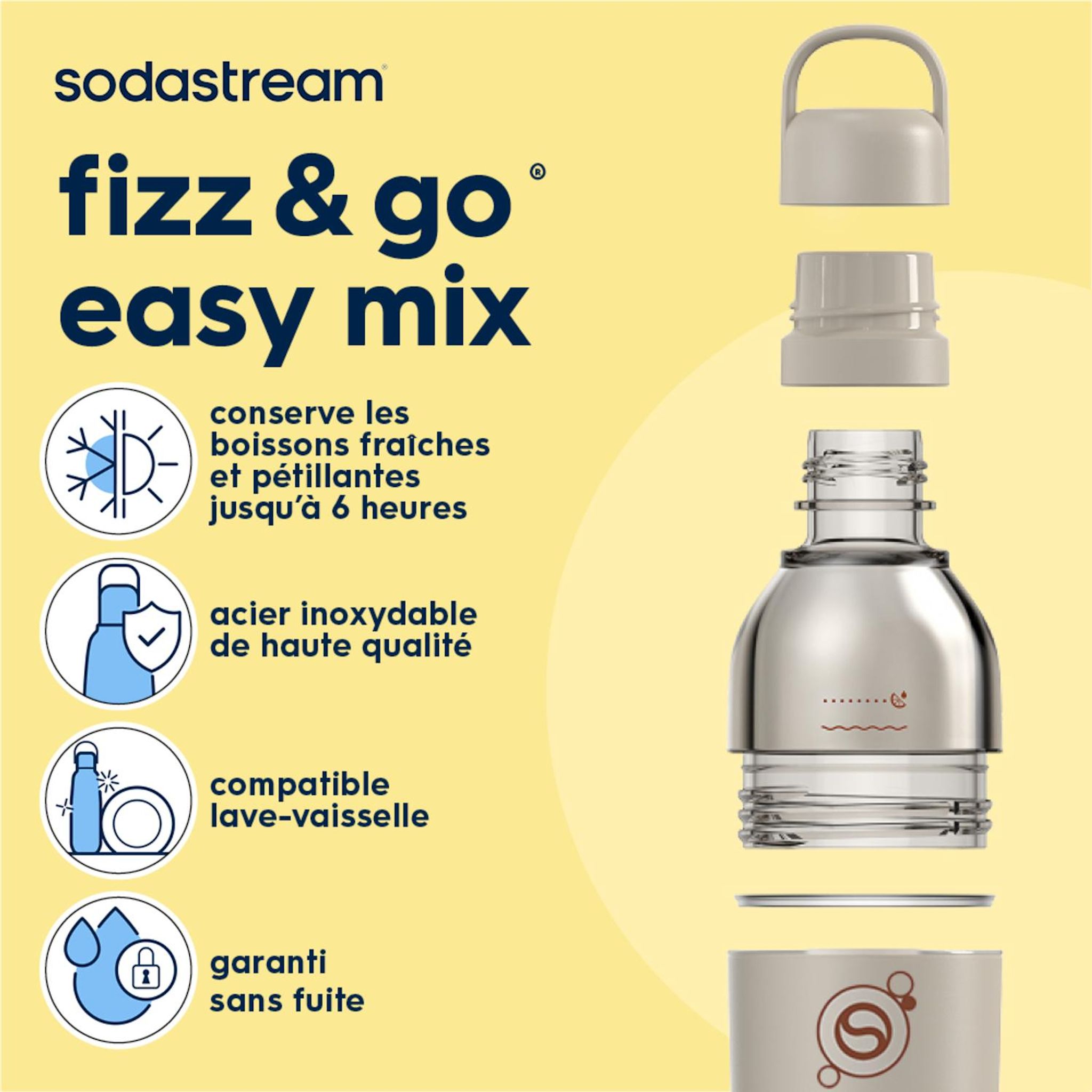 Voir la diapositive 3 : SODASTREAM Gourde isotherme et gazéifiable 0.7 L - Sable