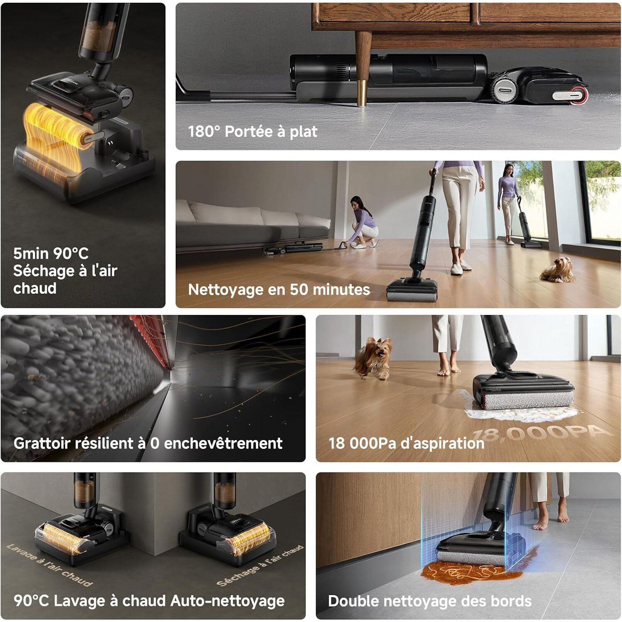 Voir la diapositive 12 : DREAME Aspirateur balai laveur H12PRO FLEXREACH - Noir