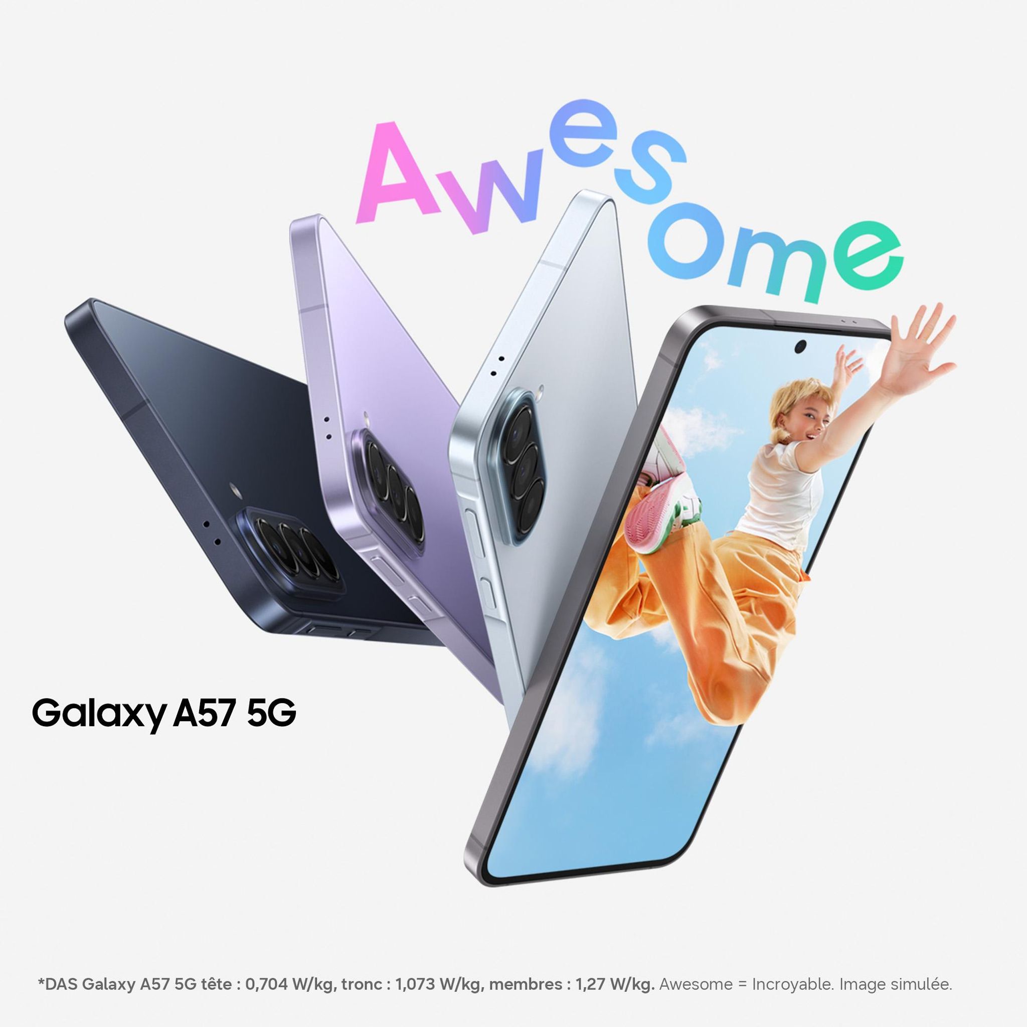 Voir la diapositive 3 : SAMSUNG Galaxy A57 5G 256Go - Bleu Clair
