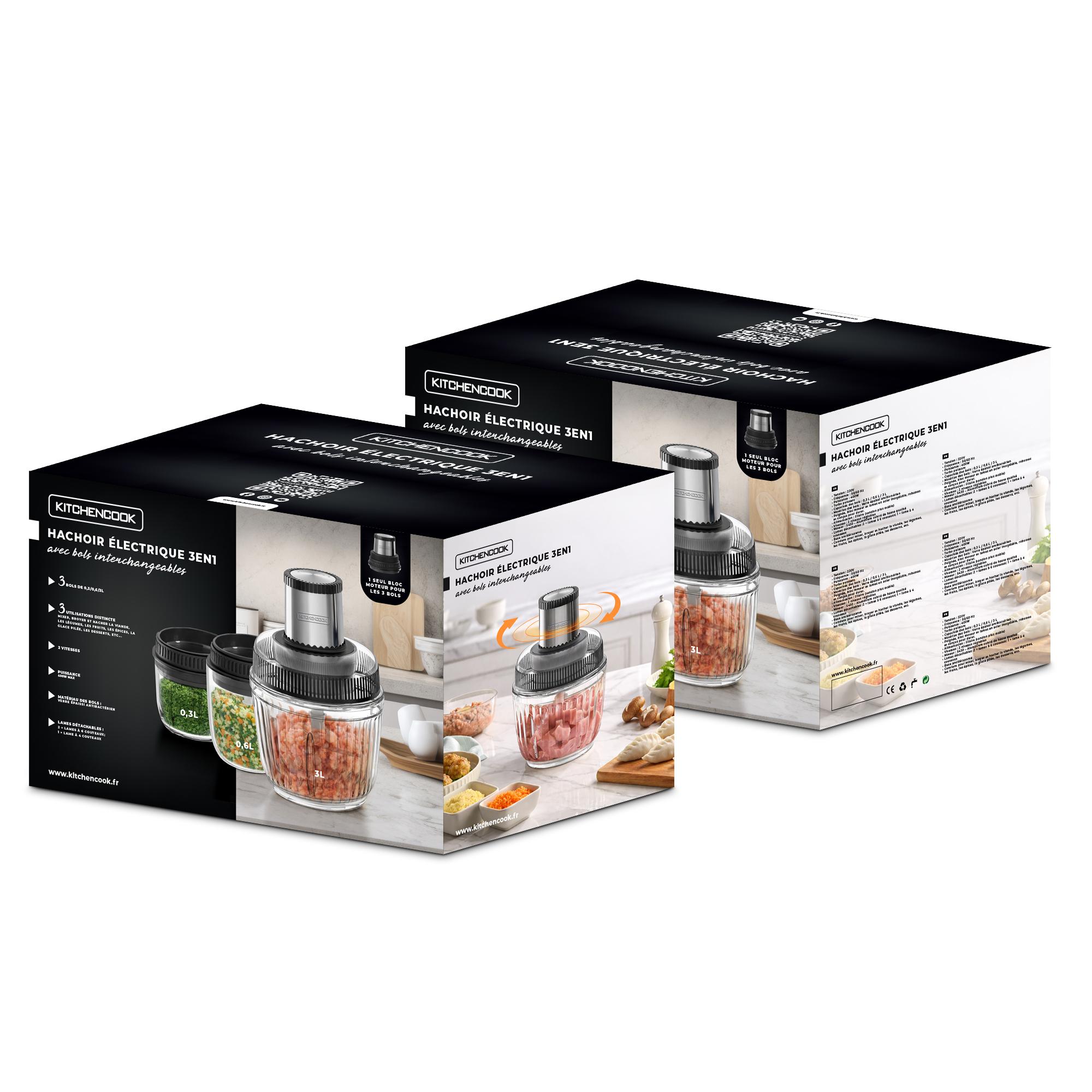 Voir la diapositive 11 : KITCHENCOOK Hachoir 3 en 1 1.2.3 - Gris et bleu