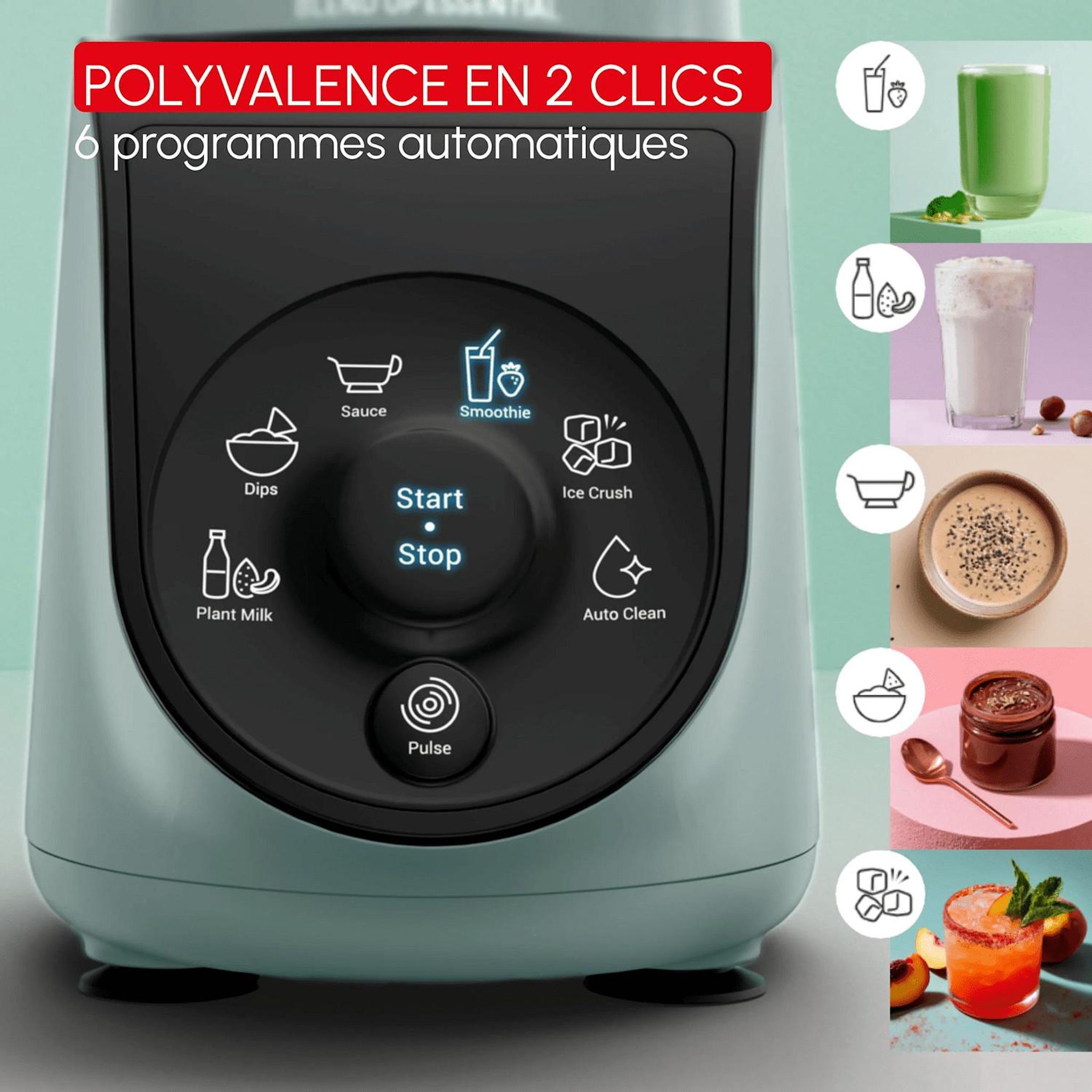 Voir la diapositive 2 : MOULINEX Blender LM1E04F0 - Vert menthe