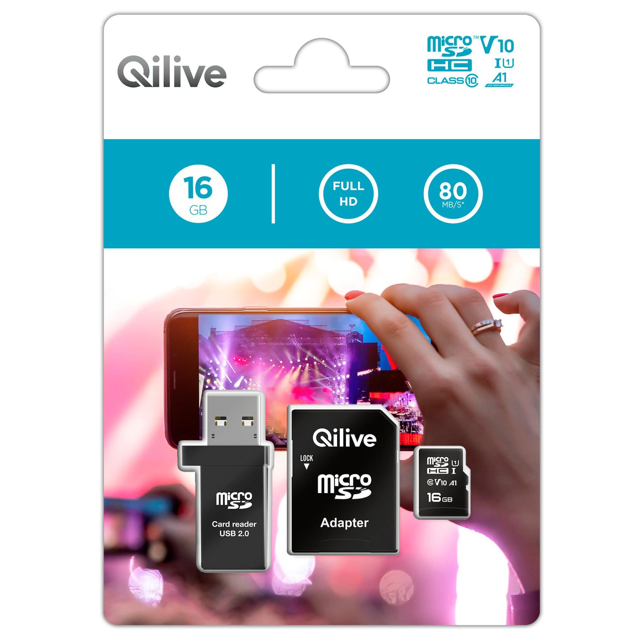 QILIVE Carté mémoire Full HD Micro SD 16GB