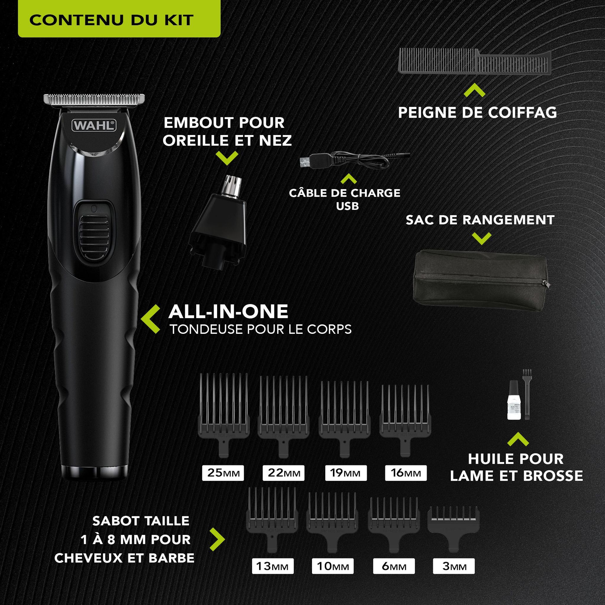 Voir la diapositive 12 : WAHL Tondeuse multi-usage 3028664 - Noir