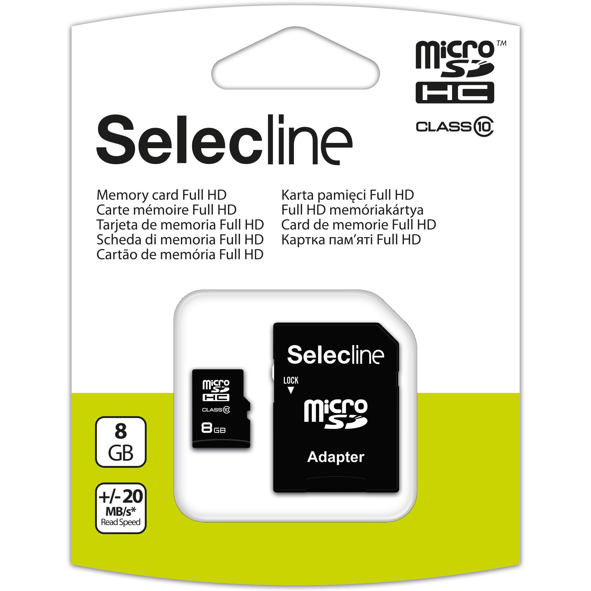 SELECLINE Carte mémoire Full HD Micro SD 8GB