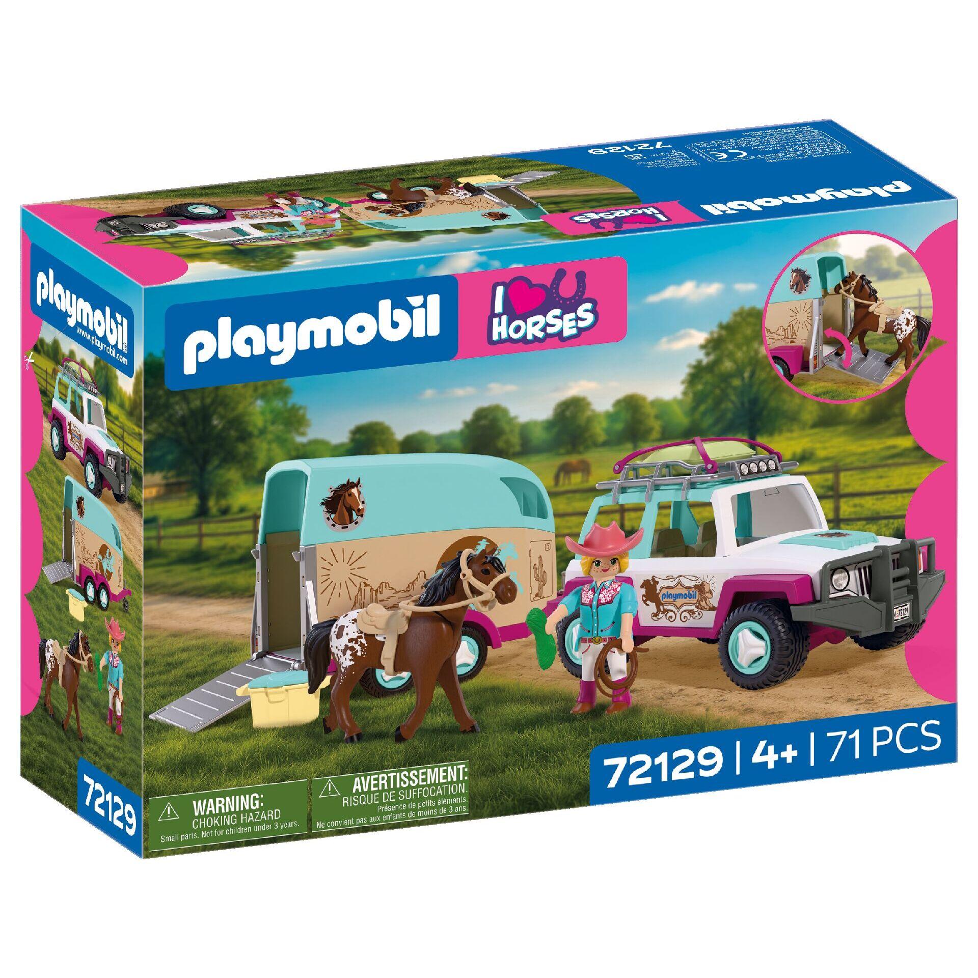 PLAYMOBIL 72129 I love Horses - Véhicule avec remorque pour chevaux