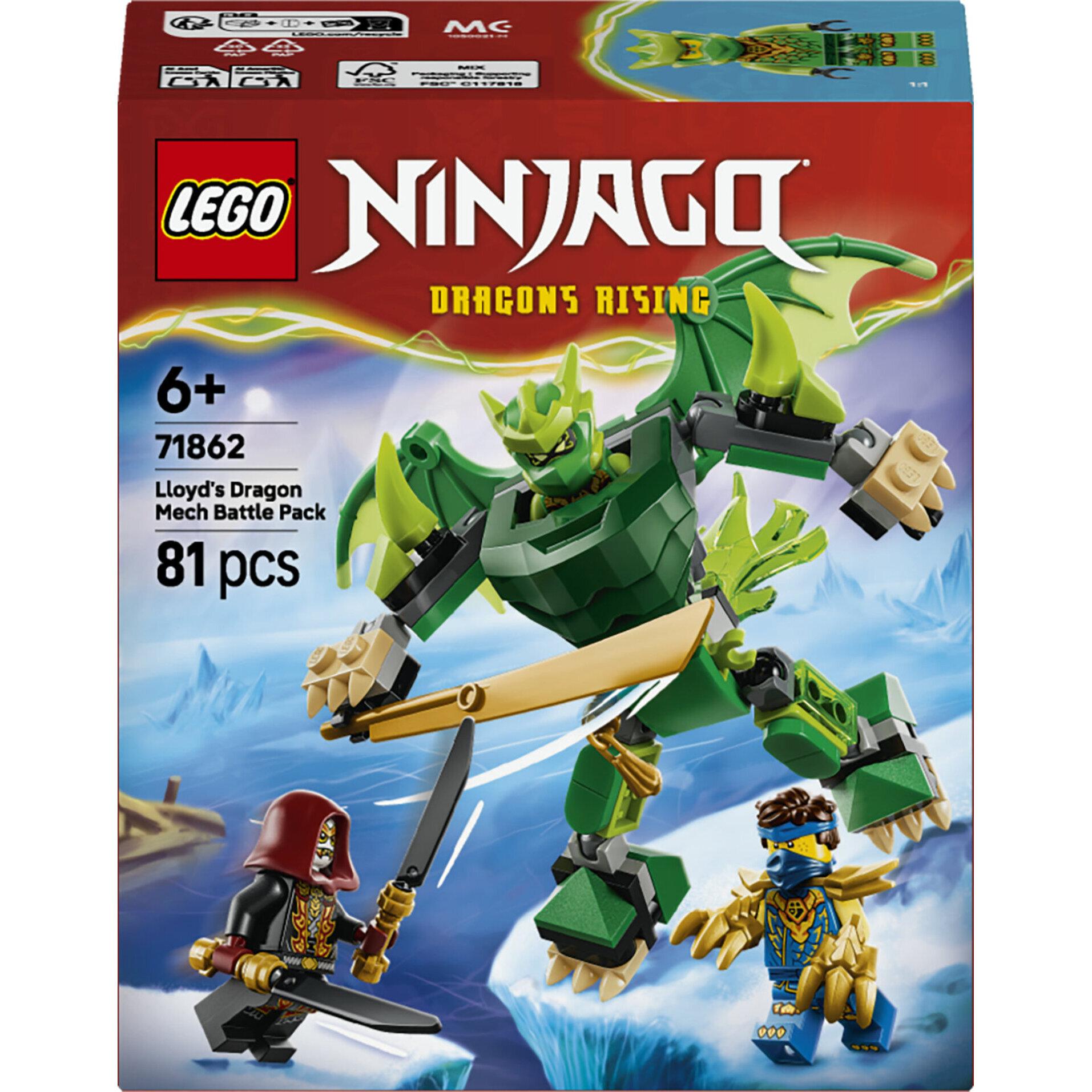 LEGO LEGO NINJAGO 71862 Pack de Combat : le Robot Dragon de Lloyd - Jeu Ninja 6 ans - Cadeau