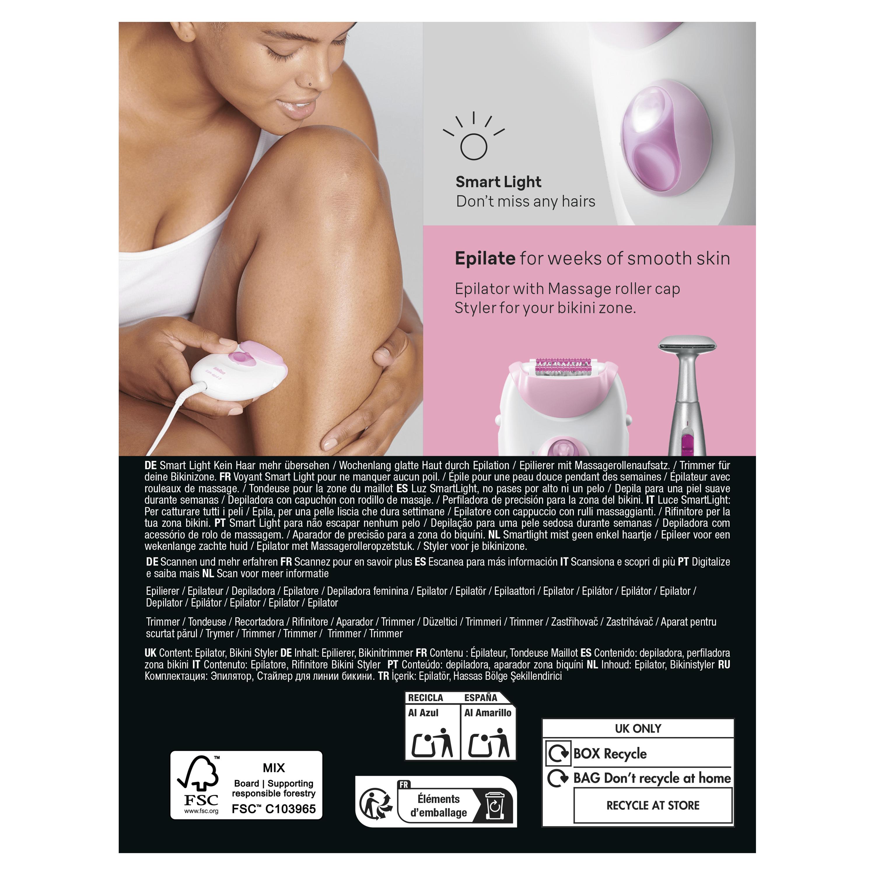 Voir la diapositive 10 : BRAUN Épilateur SE3-202 - Blanc