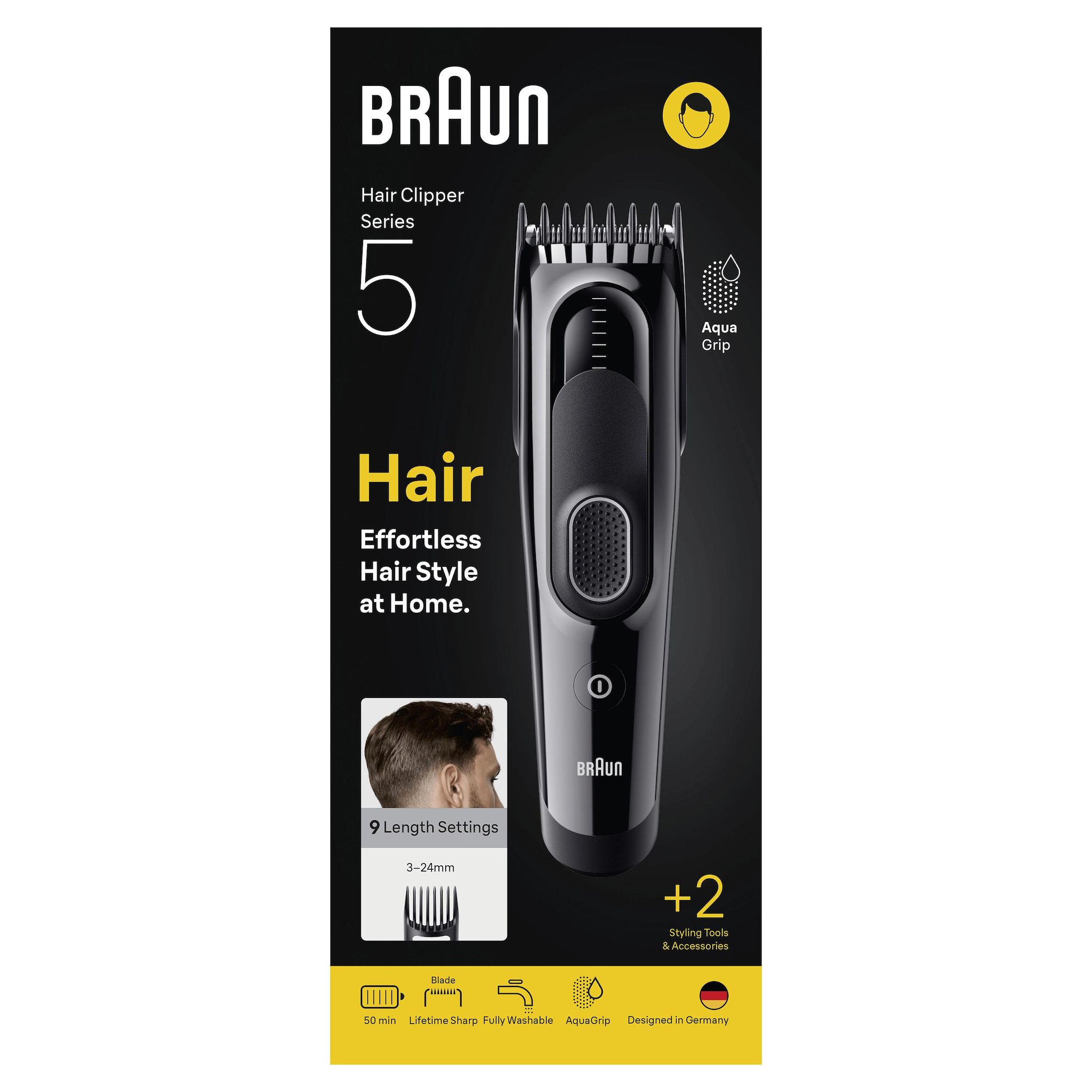 Voir la diapositive 9 : BRAUN Tondeuse cheveux HC5510 - Noir