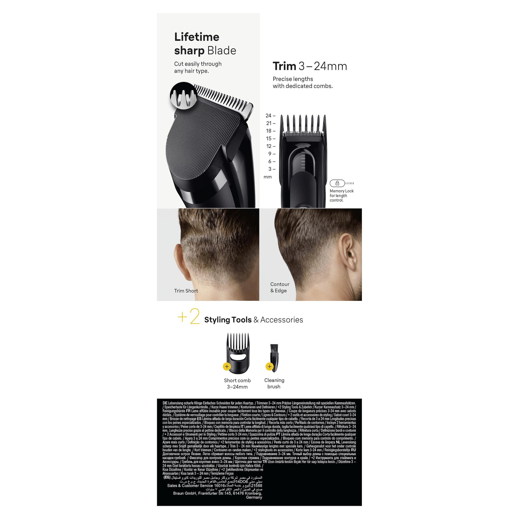 Voir la diapositive 10 : BRAUN Tondeuse cheveux HC5510 - Noir
