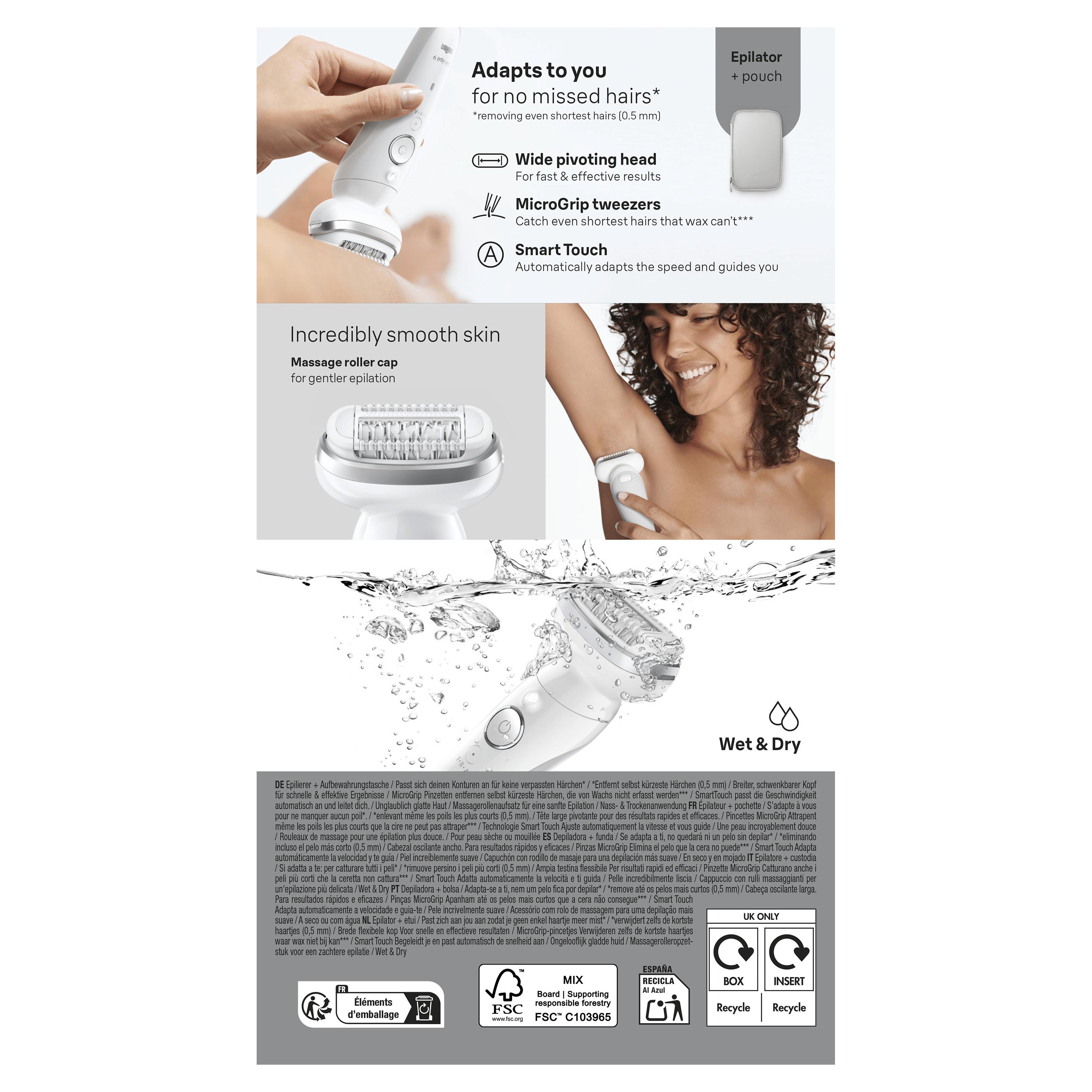 Voir la diapositive 8 : BRAUN Épilateur SES9-000 - Blanc
