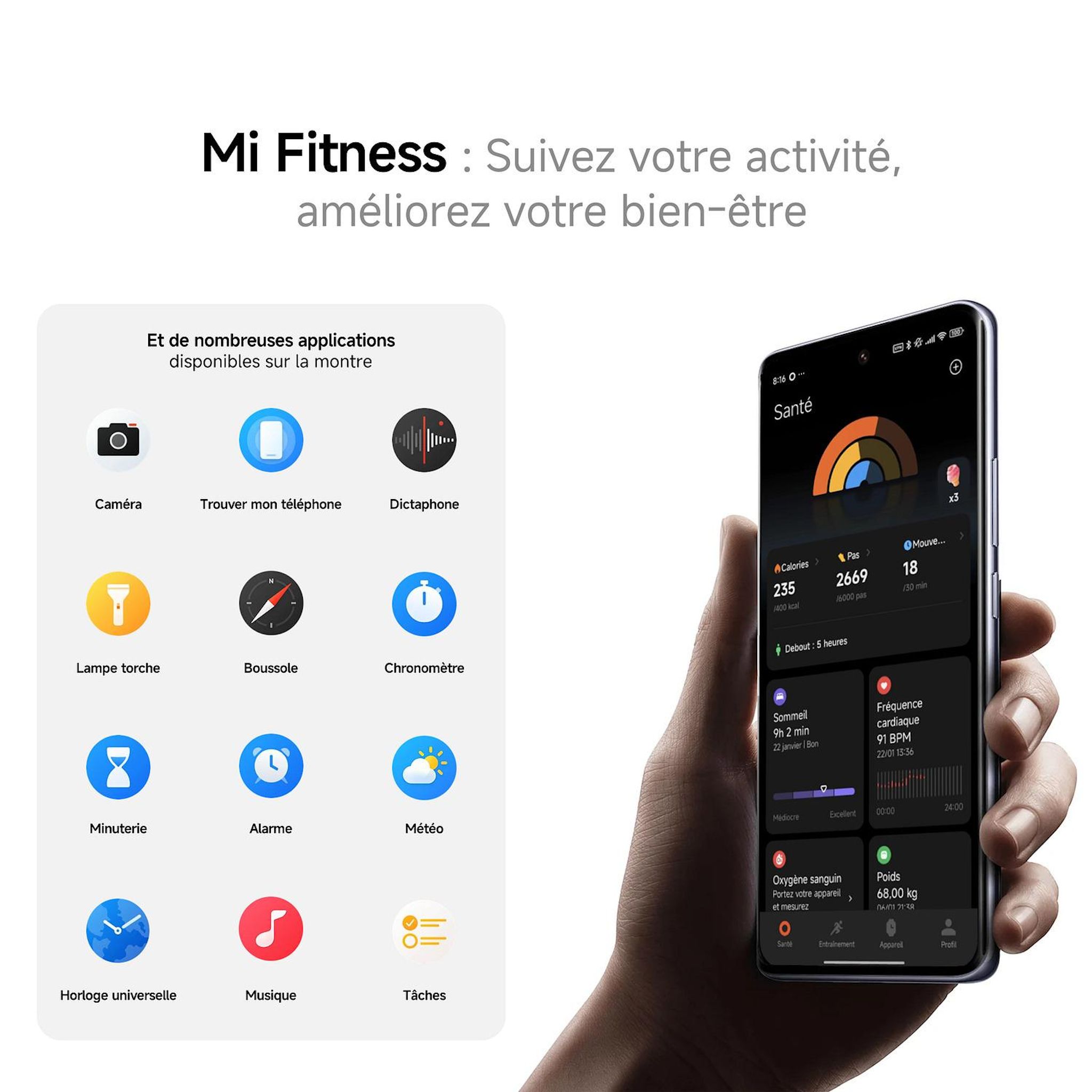Voir la diapositive 8 : XIAOMI Montre connectée Redmi Watch 5 - Noir