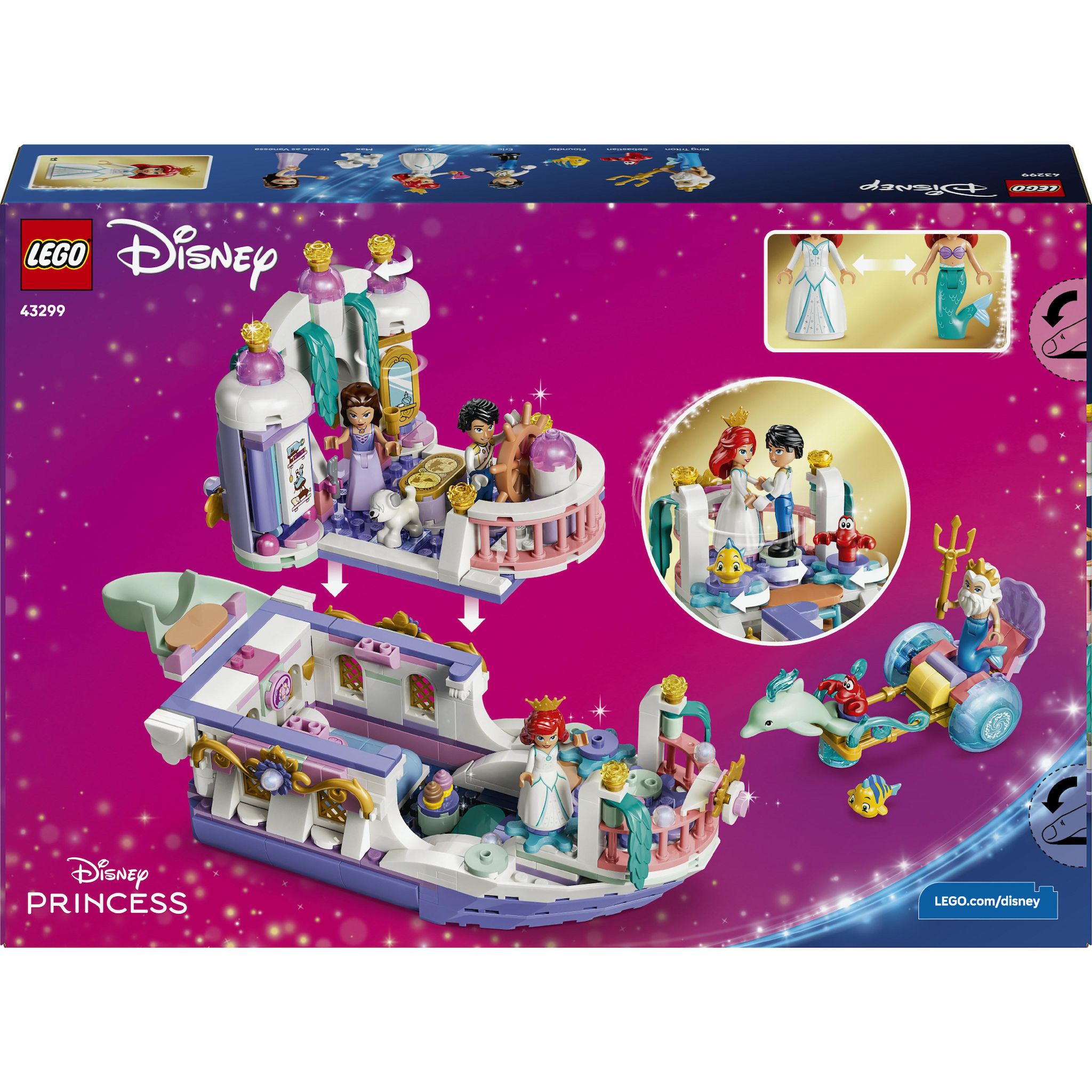 Voir la diapositive 7 : LEGO LEGO ǀ Disney Princess 43299 Le Bateau du Mariage Royal d’Ariel - Jouet dès 6 ans - Déco