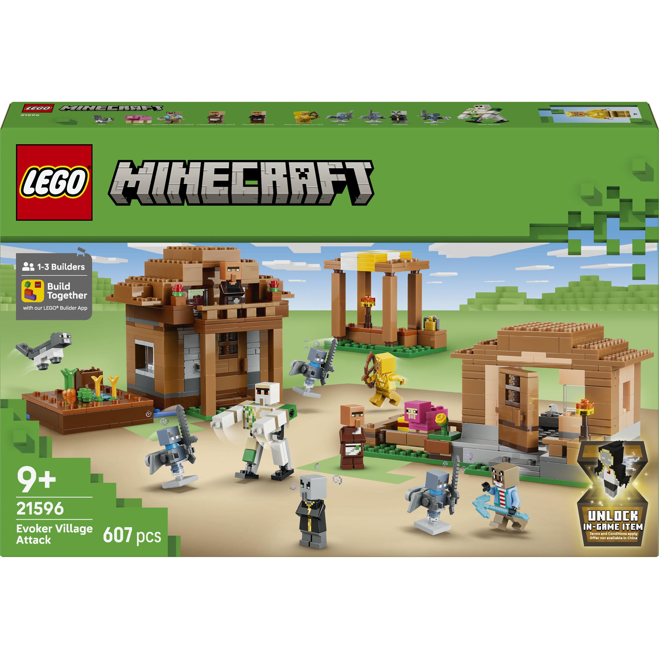 LEGO LEGO Minecraft 21596 L’Évocateur à l’Attaque du Village - Jeu 9 ans - Maquettes de Maisons