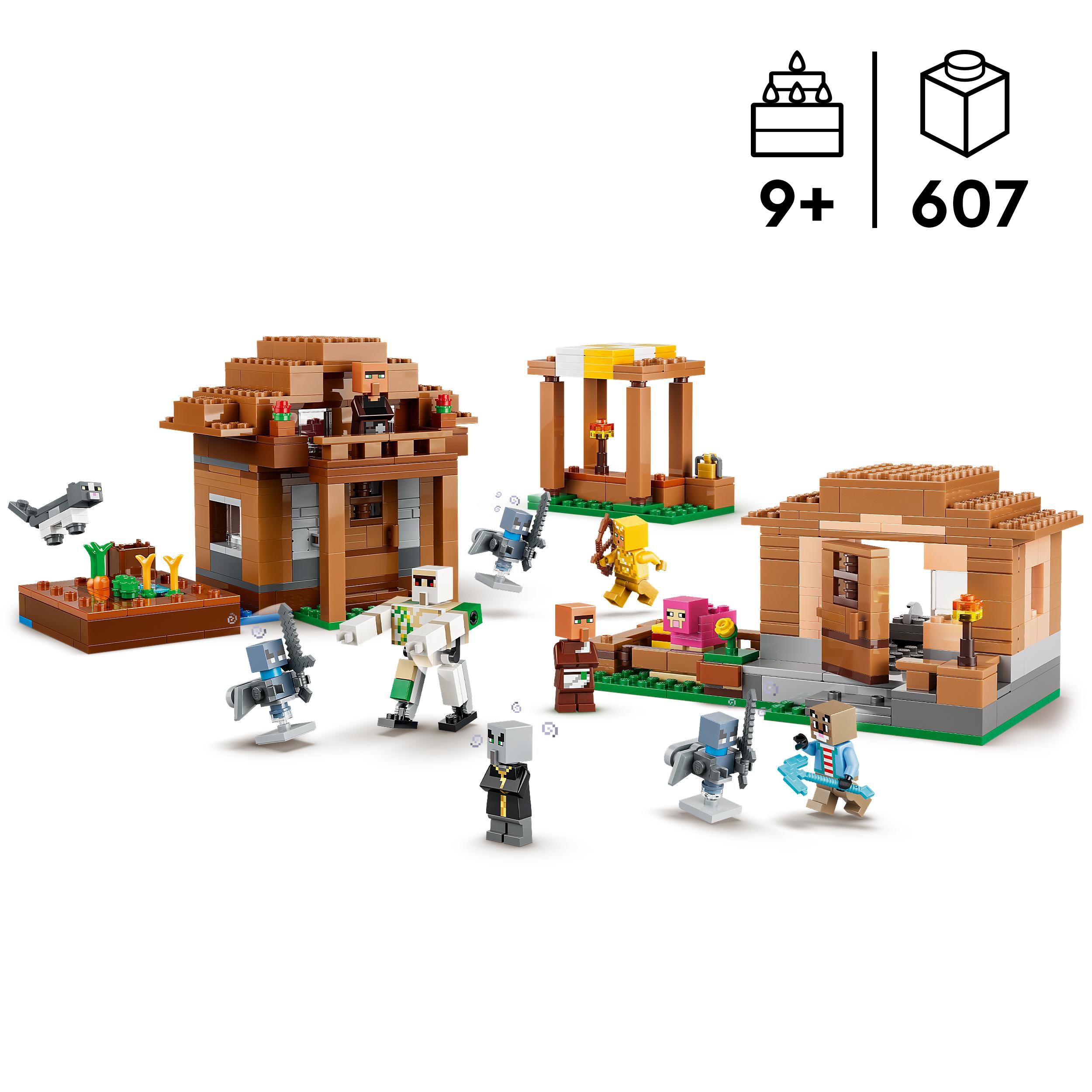 Voir la diapositive 3 : LEGO LEGO Minecraft 21596 L’Évocateur à l’Attaque du Village - Jeu 9 ans - Maquettes de Maisons