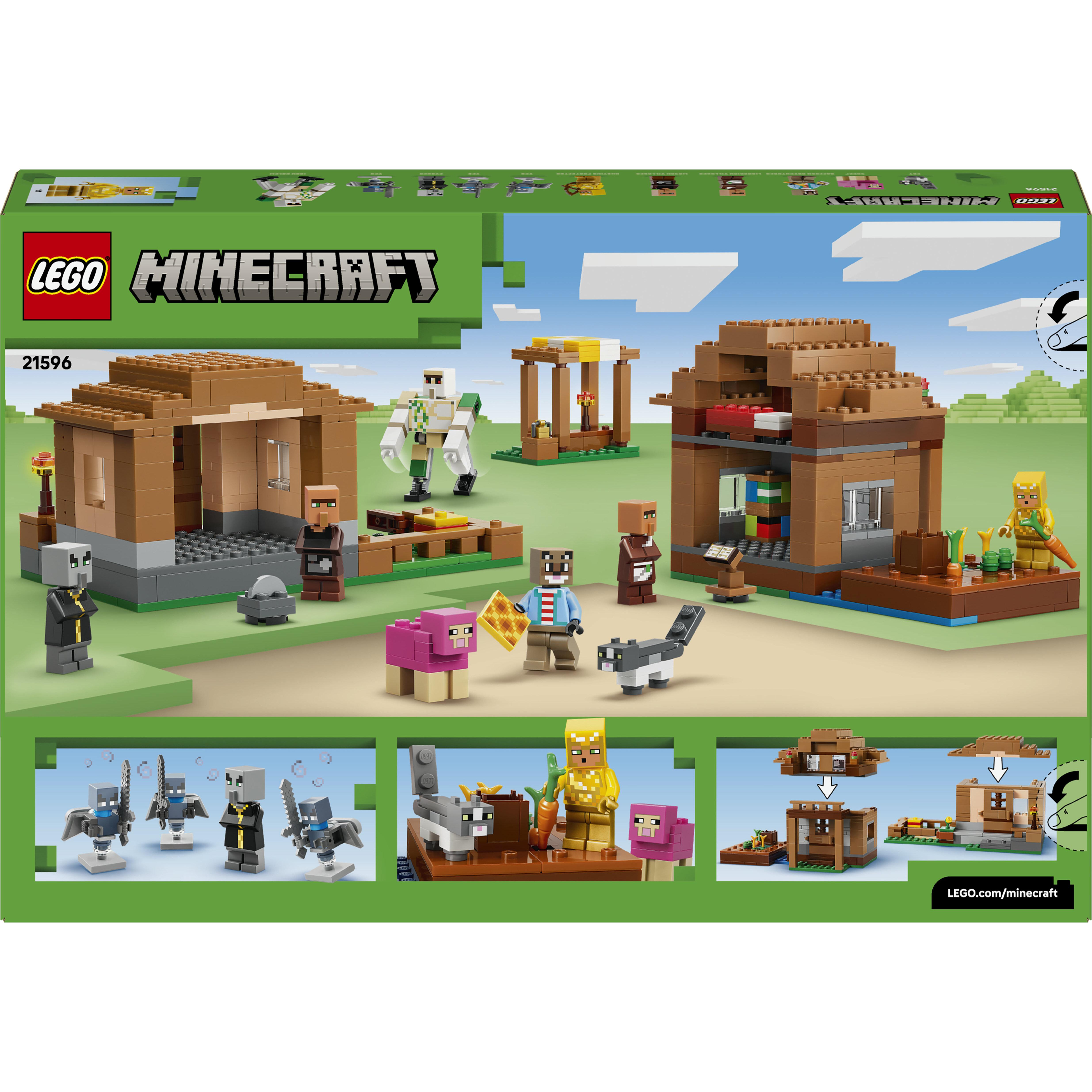 Voir la diapositive 7 : LEGO LEGO Minecraft 21596 L’Évocateur à l’Attaque du Village - Jeu 9 ans - Maquettes de Maisons