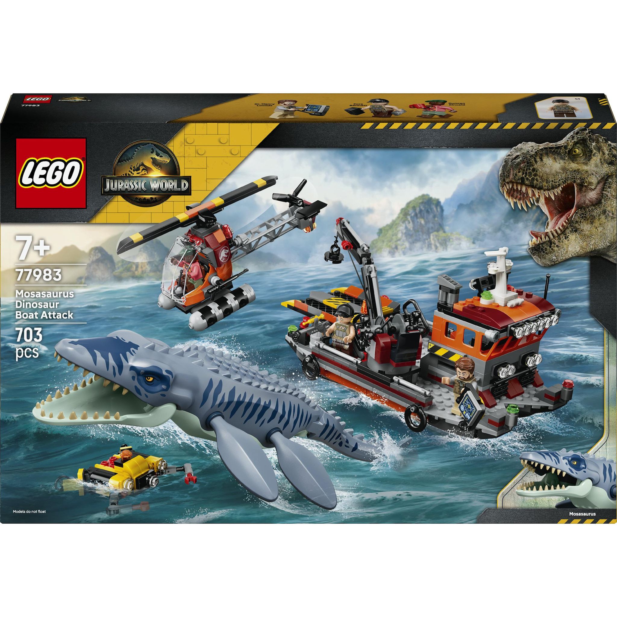 Voir la diapositive 1 : LEGO Jurassic World 77983 - L'attaque du bateau par le Mosasaure
