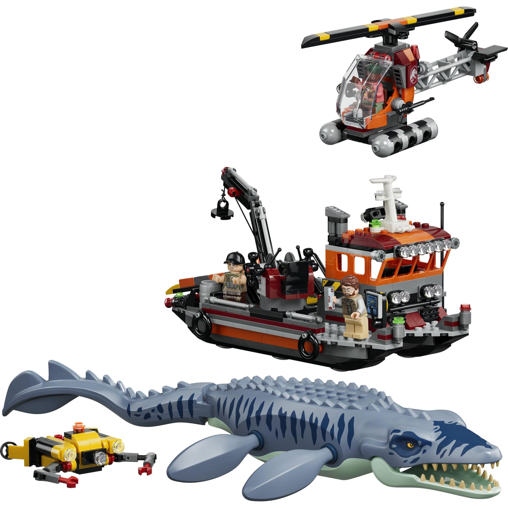 Voir la diapositive 2 : LEGO Jurassic World 77983 - L'attaque du bateau par le Mosasaure