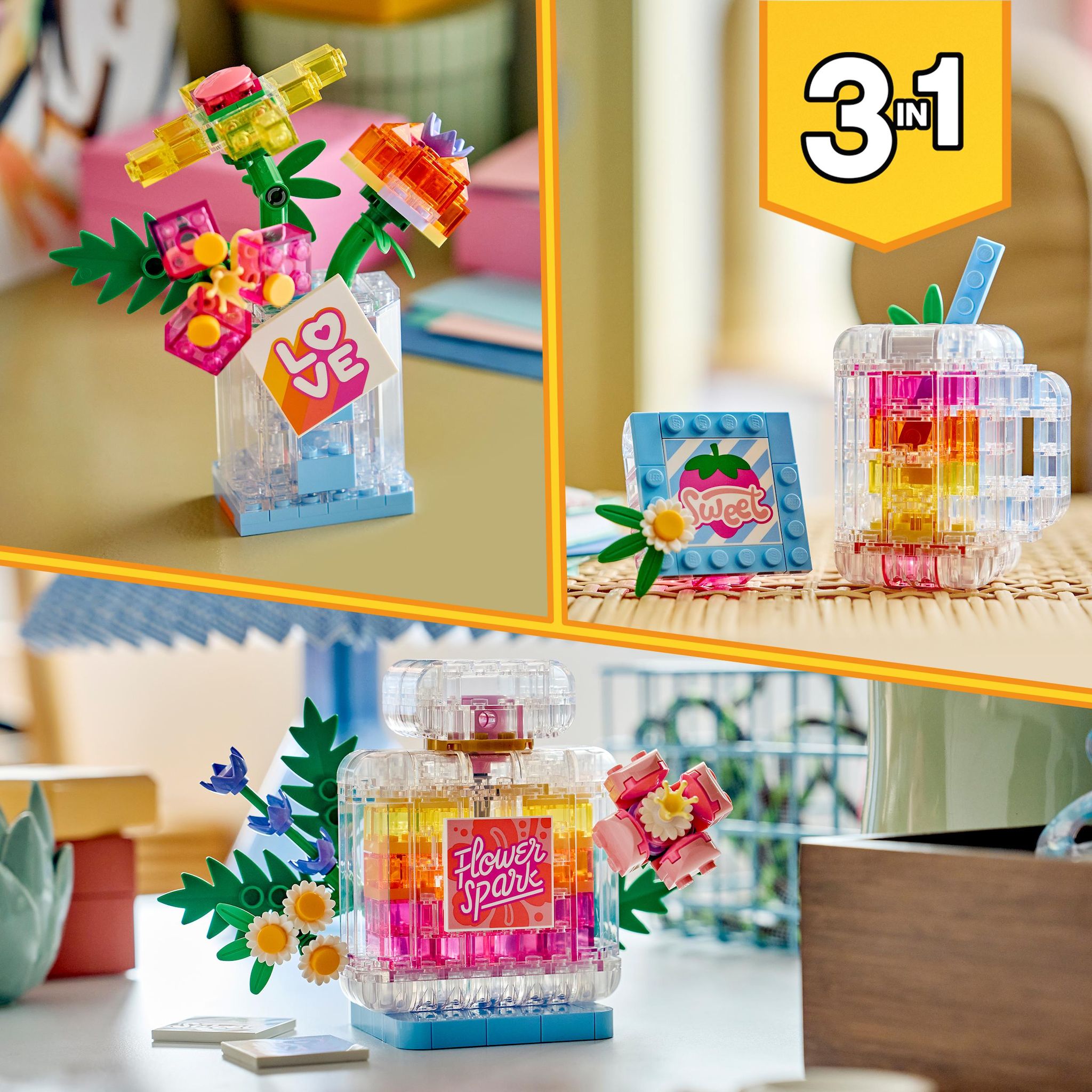 Voir la diapositive 6 : LEGO Creator 31383 - Flacon de parfum au décor floral