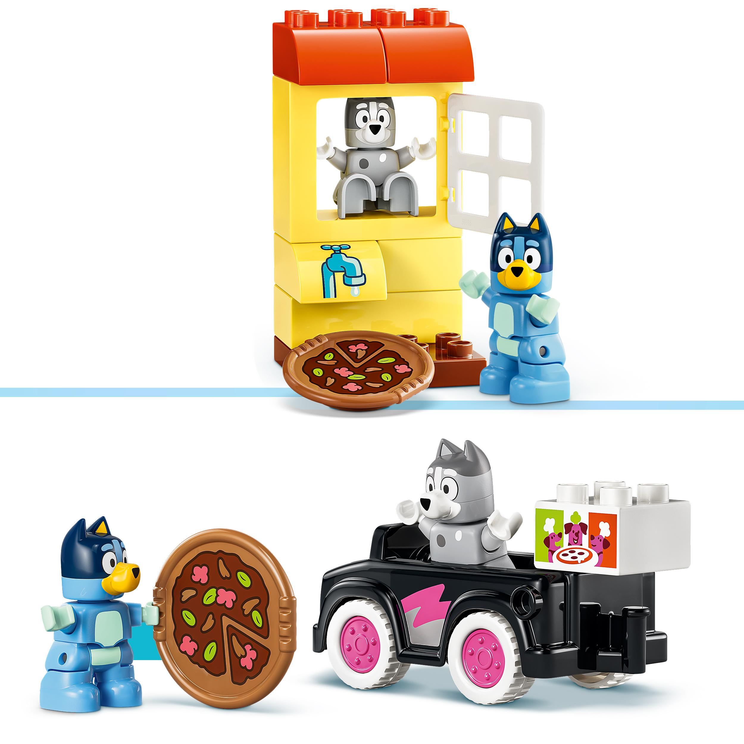 Voir la diapositive 5 : LEGO LEGO DUPLO Bluey 10469 Les Livreuses de Pizza avec Muffin et Bluey - Jouet Motricité 2 ans