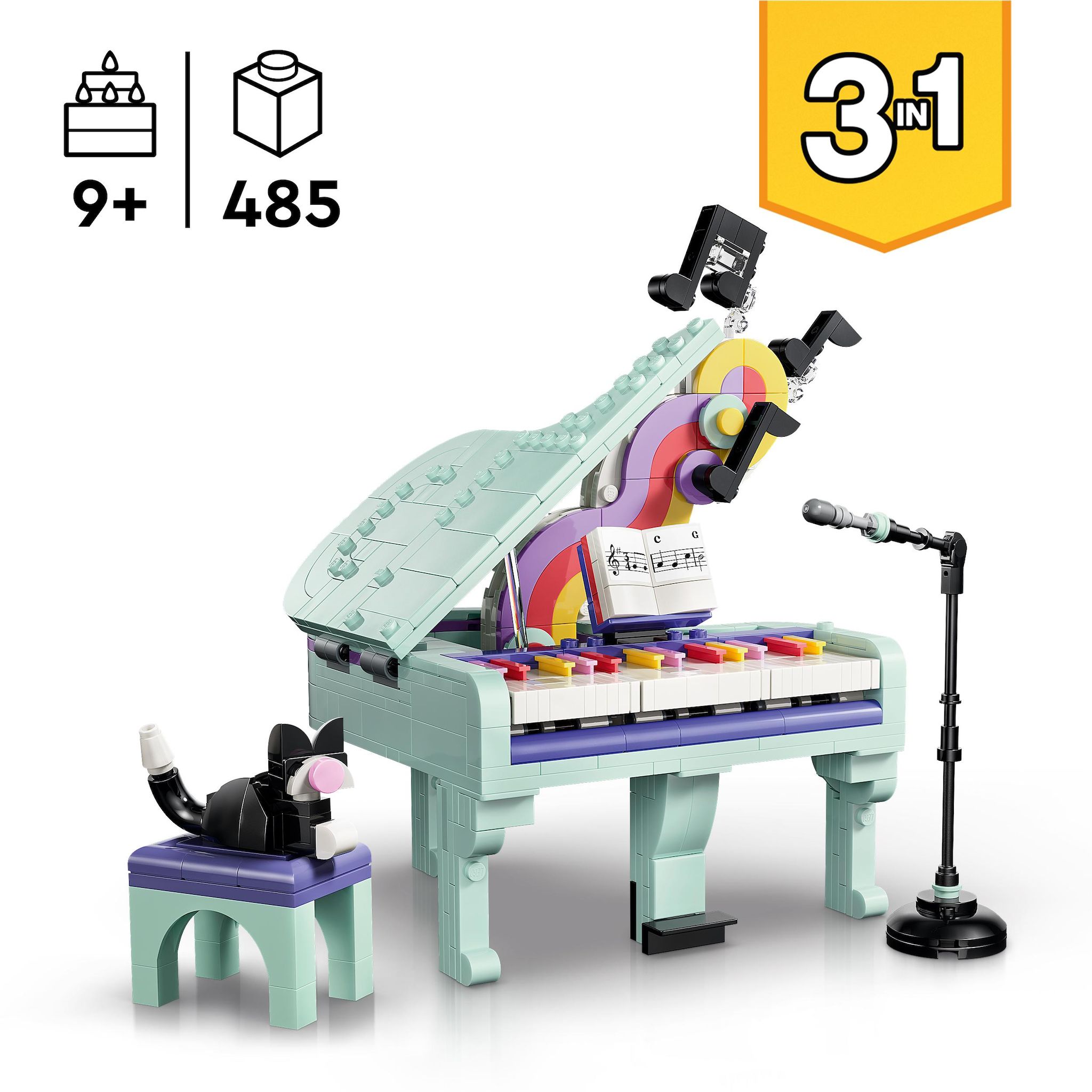 Voir la diapositive 3 : LEGO LEGO Creator 3-en-1 31392 Décoration Musicale : Piano et Chat - Jouet dès 9 ans - Cadeau