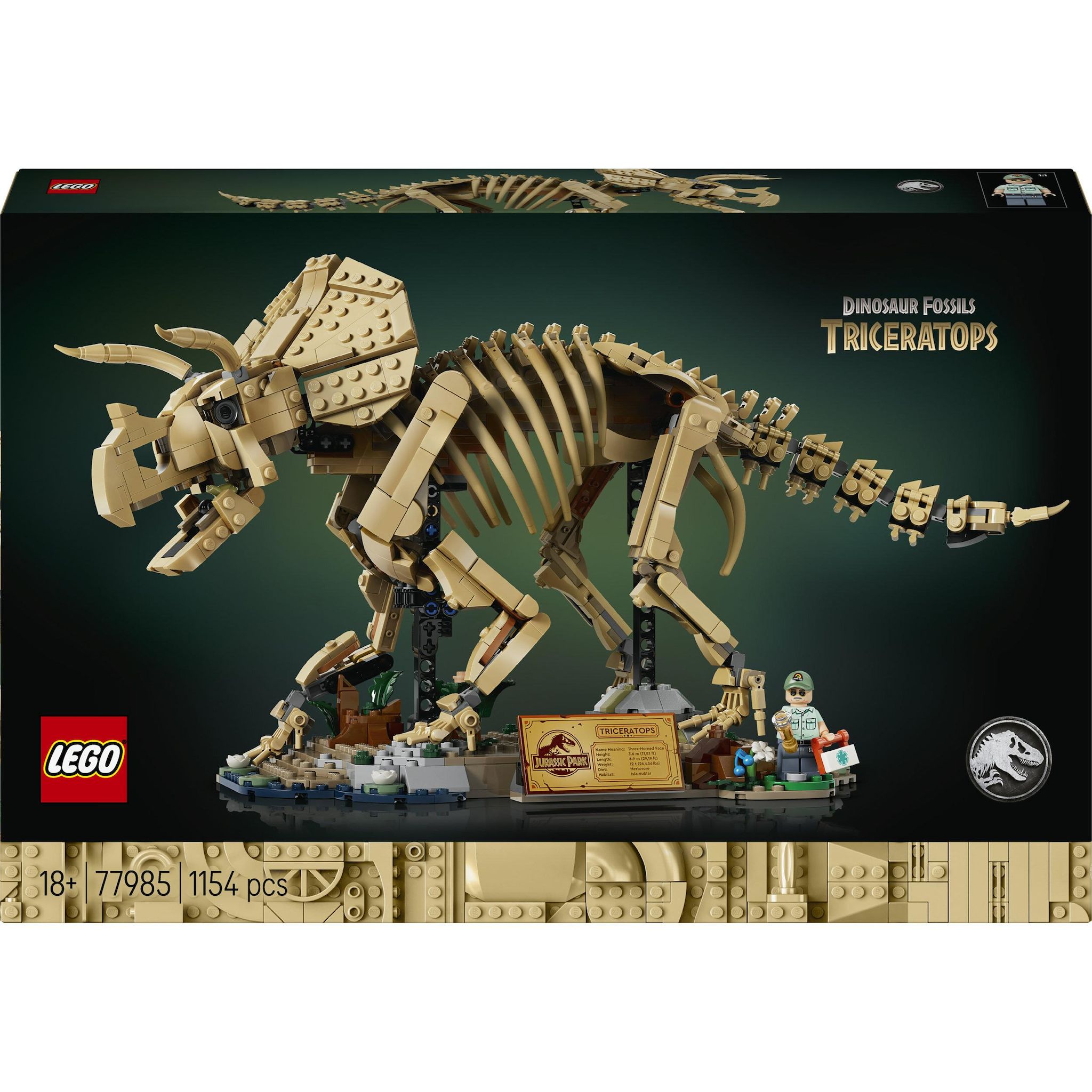 LEGO Jurassic World 77985 -Les fossiles de dinosaures : Le Tricératops