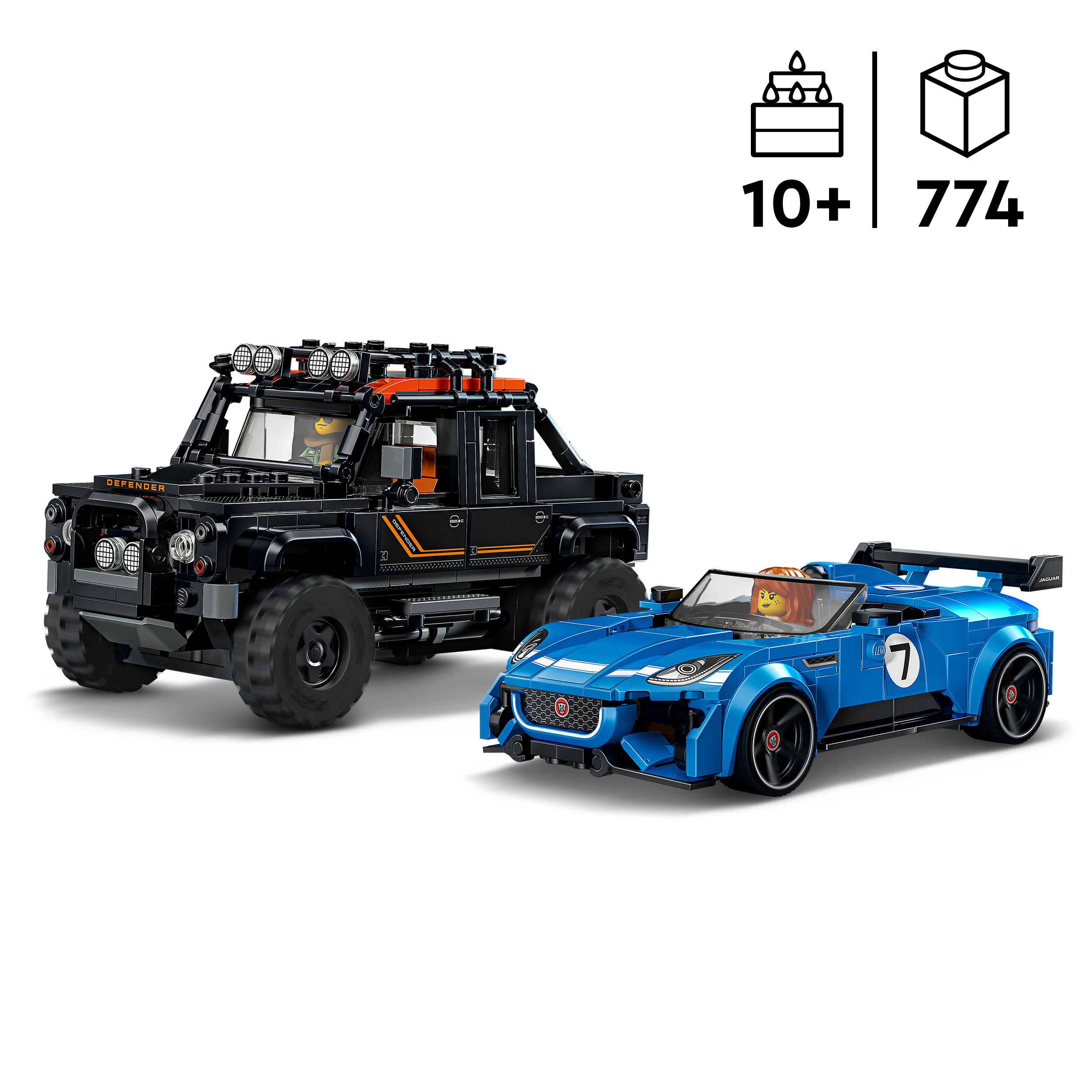 Voir la diapositive 2 : LEGO Speed Champions 77264 - Jaguar Project 7 et Land Rover Defender Classic
