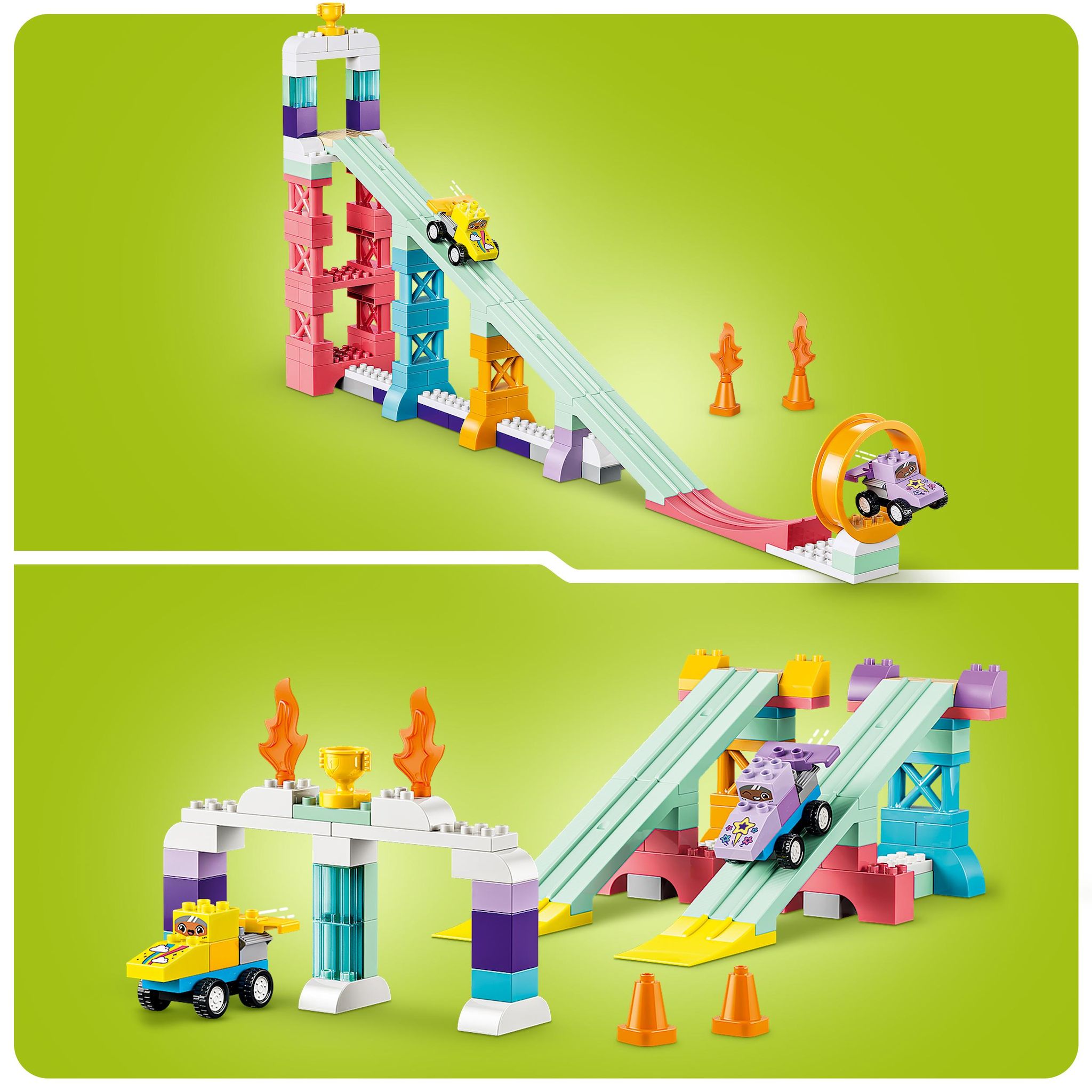 Voir la diapositive 4 : LEGO Duplo 10478 - Rampes créatives 3 en 1 avec véhicules