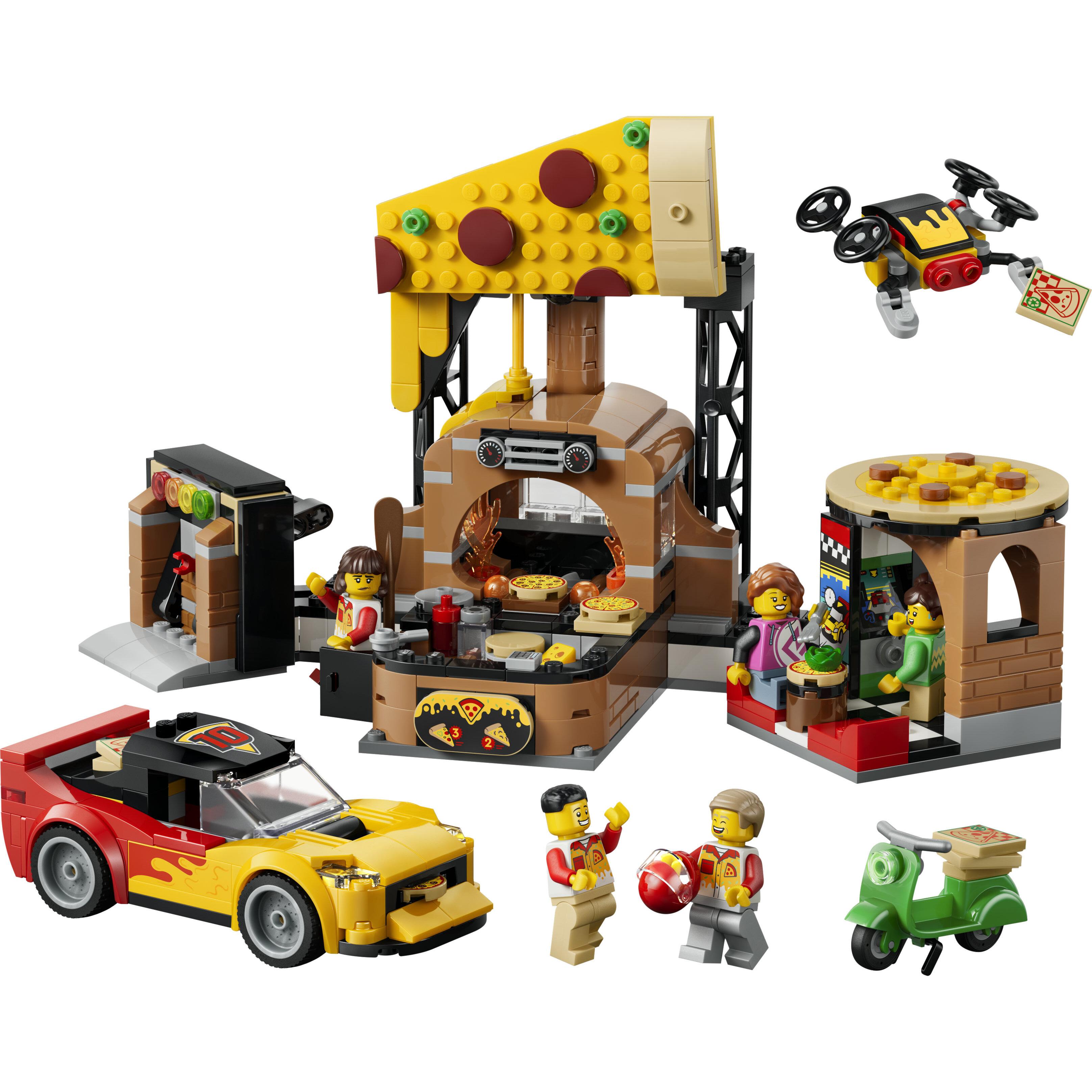 Voir la diapositive 2 : LEGO LEGO City 60496 La Pizzeria et ses Véhicules de Livraison - Jeu dès 6 ans - Voiture Jouet
