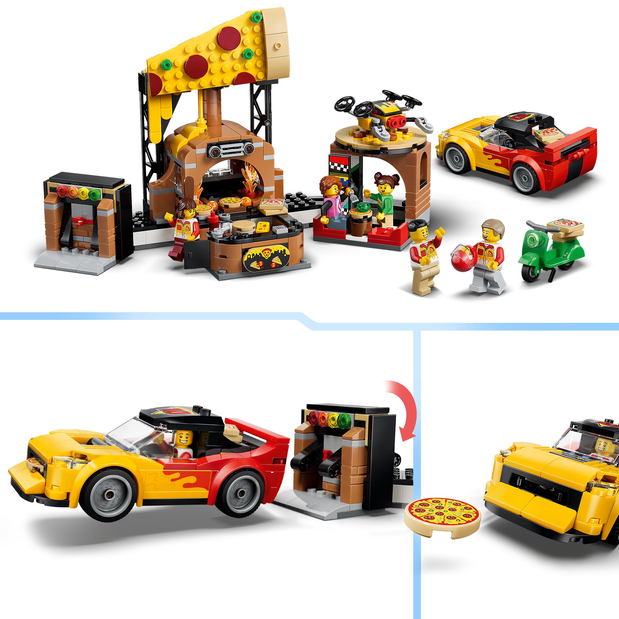 Voir la diapositive 4 : LEGO LEGO City 60496 La Pizzeria et ses Véhicules de Livraison - Jeu dès 6 ans - Voiture Jouet