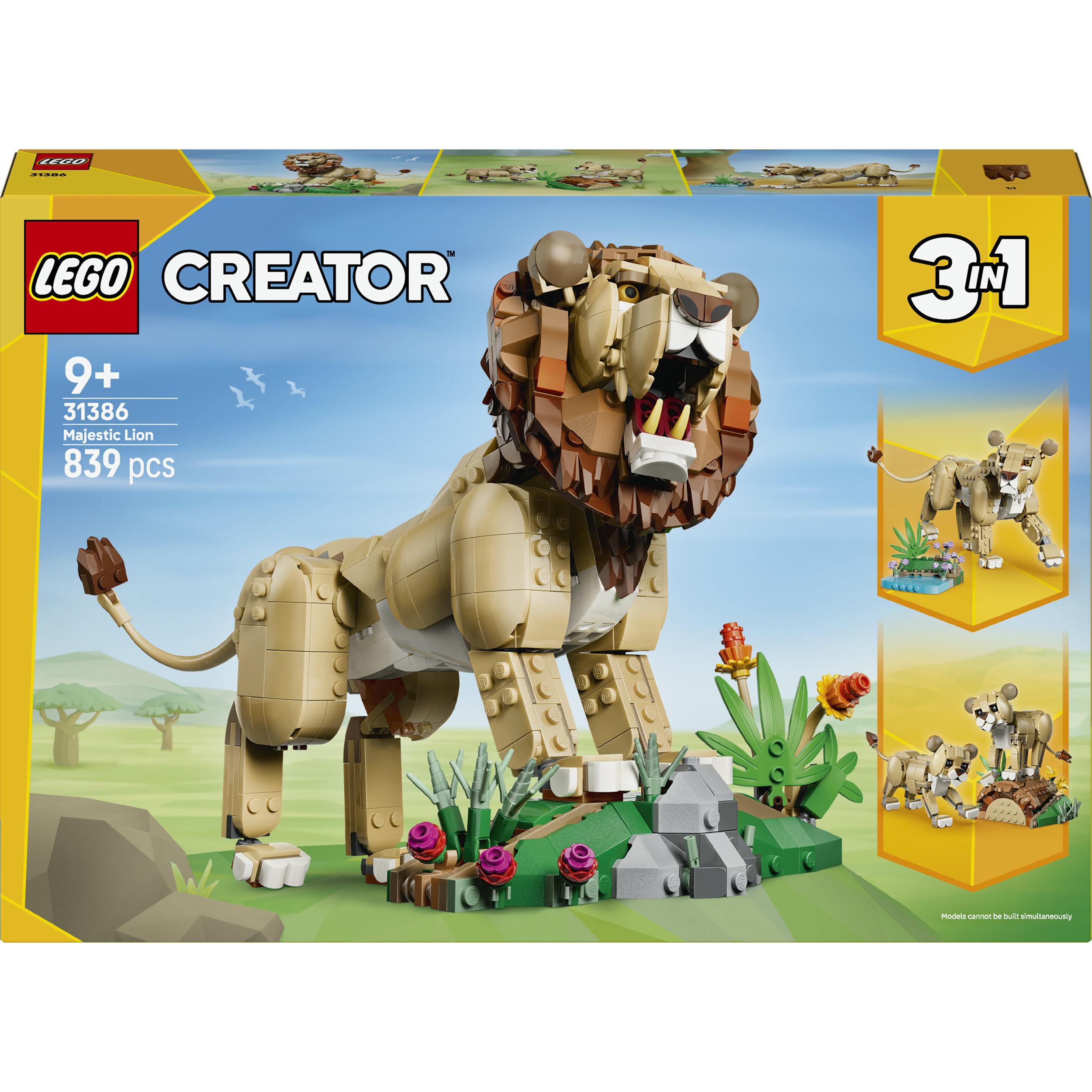 LEGO LEGO Creator 3-en-1 31386 Animaux Sauvages : Le Lion Majestueux - Jeu 9 ans - Décoration