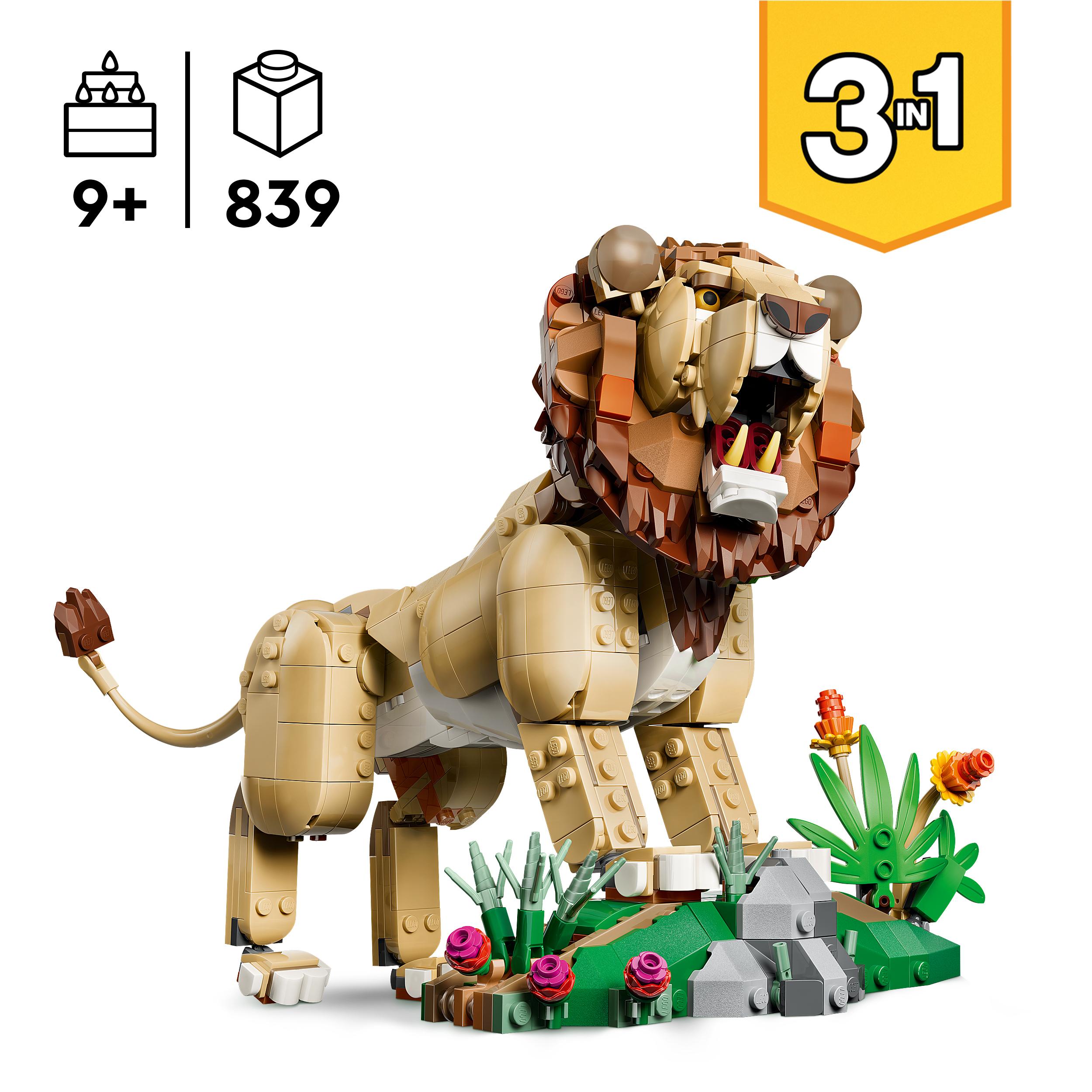 Voir la diapositive 3 : LEGO LEGO Creator 3-en-1 31386 Animaux Sauvages : Le Lion Majestueux - Jeu 9 ans - Décoration