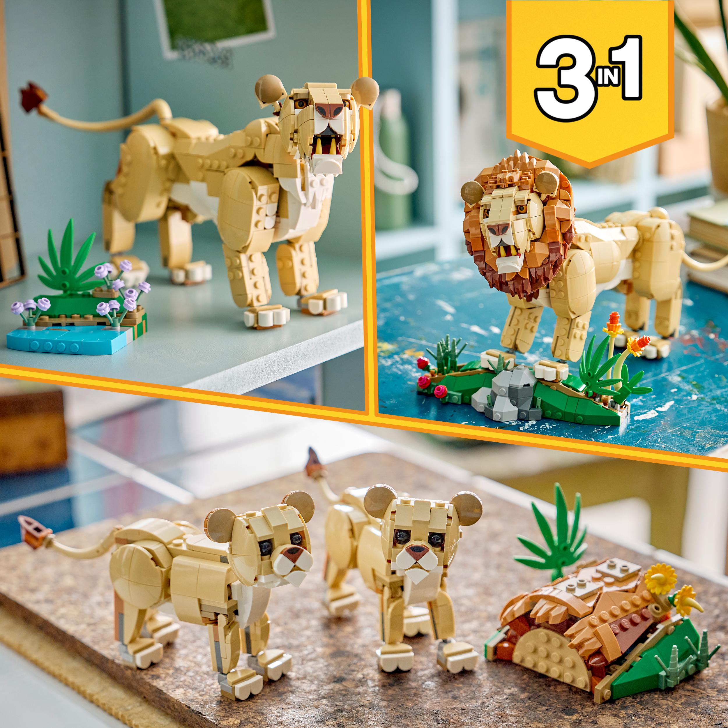Voir la diapositive 6 : LEGO LEGO Creator 3-en-1 31386 Animaux Sauvages : Le Lion Majestueux - Jeu 9 ans - Décoration
