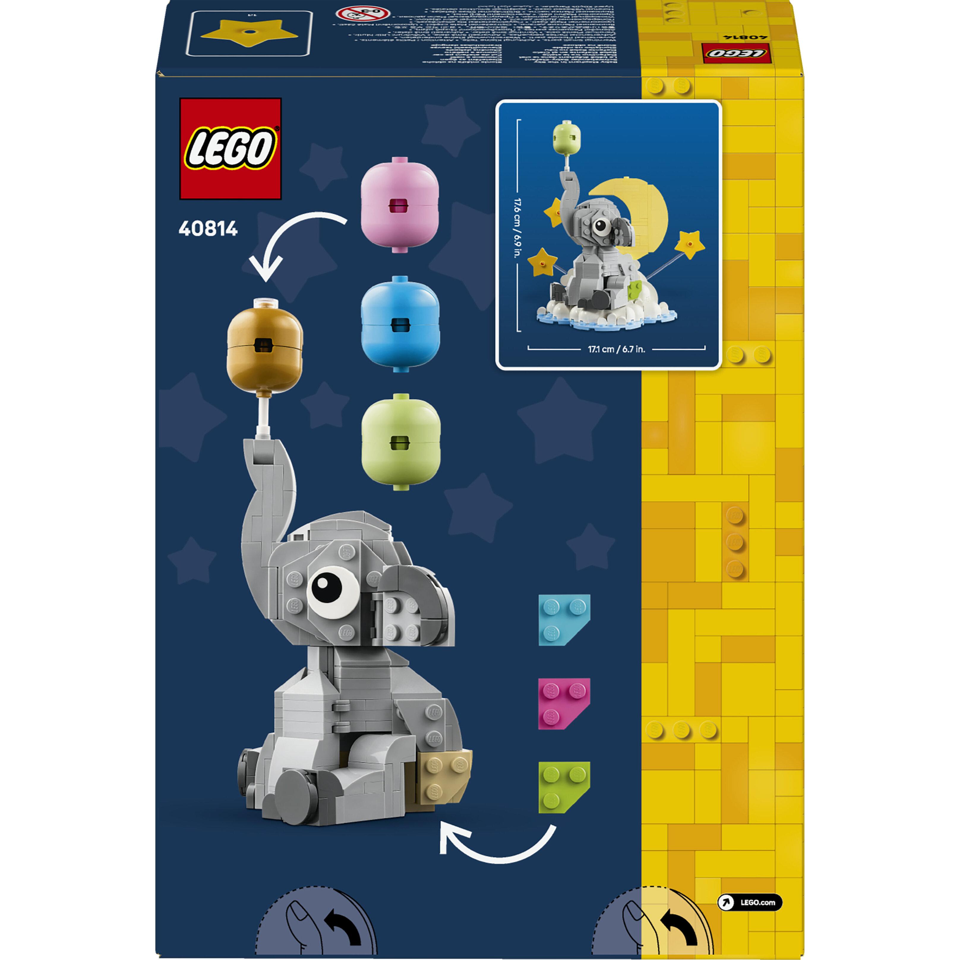 Voir la diapositive 7 : LEGO LEGO 40814 Le Bébé Éléphant dans le Ciel - Set Adulte - Cadeau Naissance - Déco Chambre