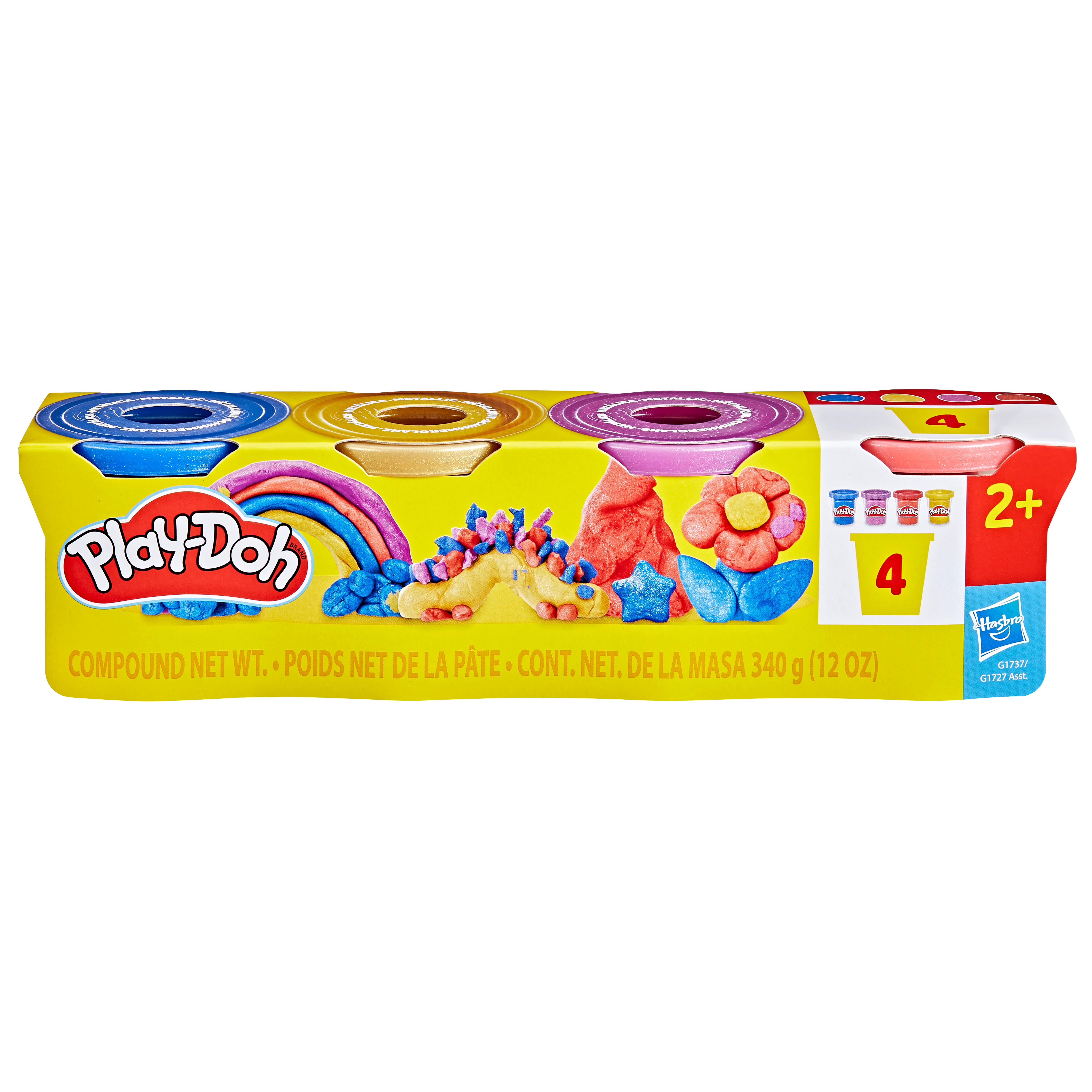 HASBRO Pack de 4 pots métalliques Pâte à Modeler Play Doh