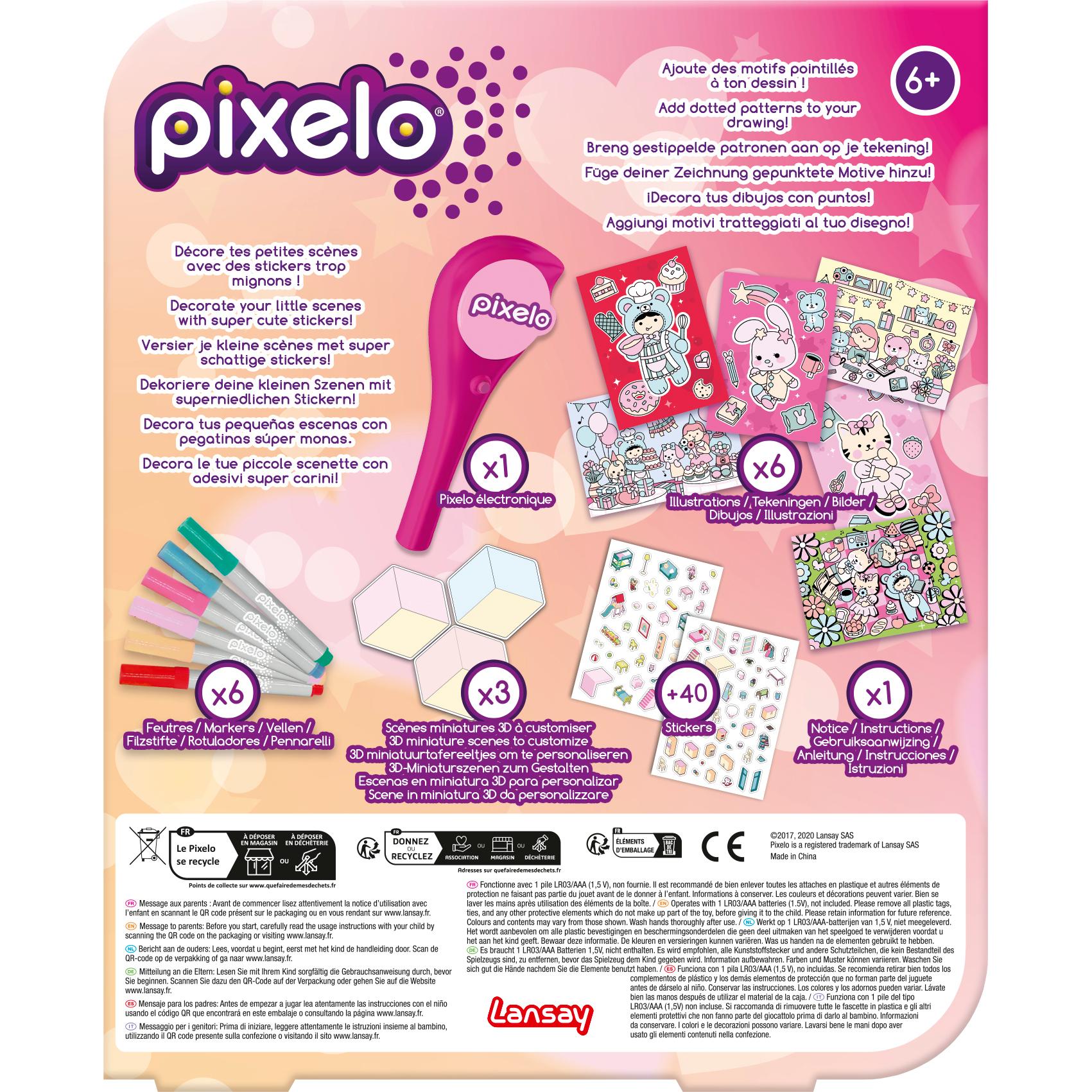 Voir la diapositive 5 : LANSAY Pixelo Kawaii 3 scènes miniatures 3D à customiser + 40 stickers