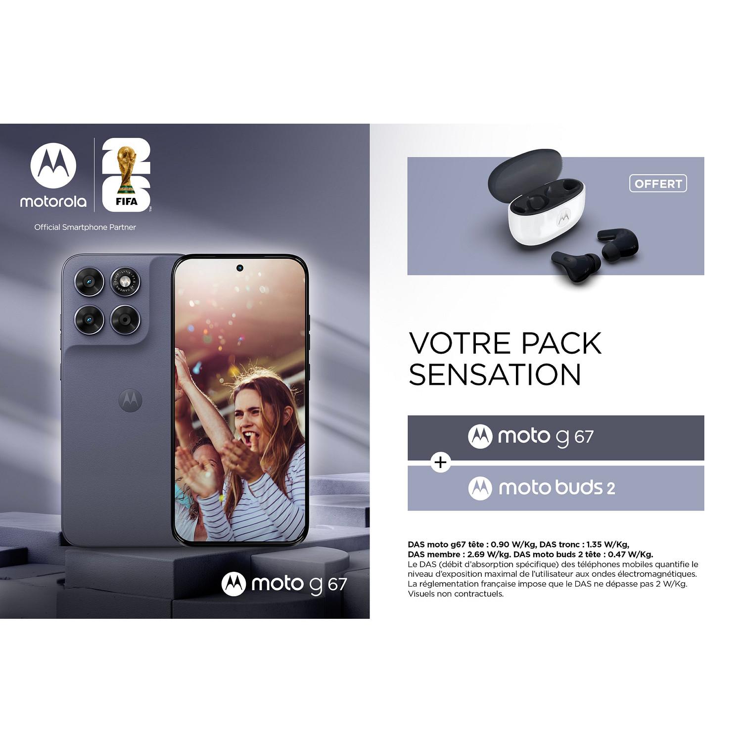 Voir la diapositive 2 : MOTOROLA Pack G67 5G 256Go - Gris + Buds