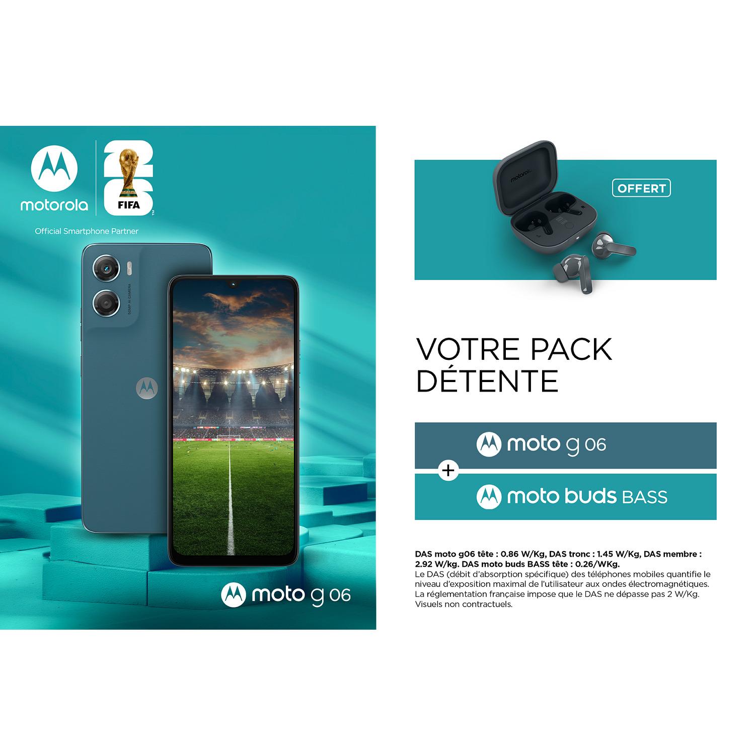 Voir la diapositive 2 : MOTOROLA Pack G06 128Go - Bleu + Buds