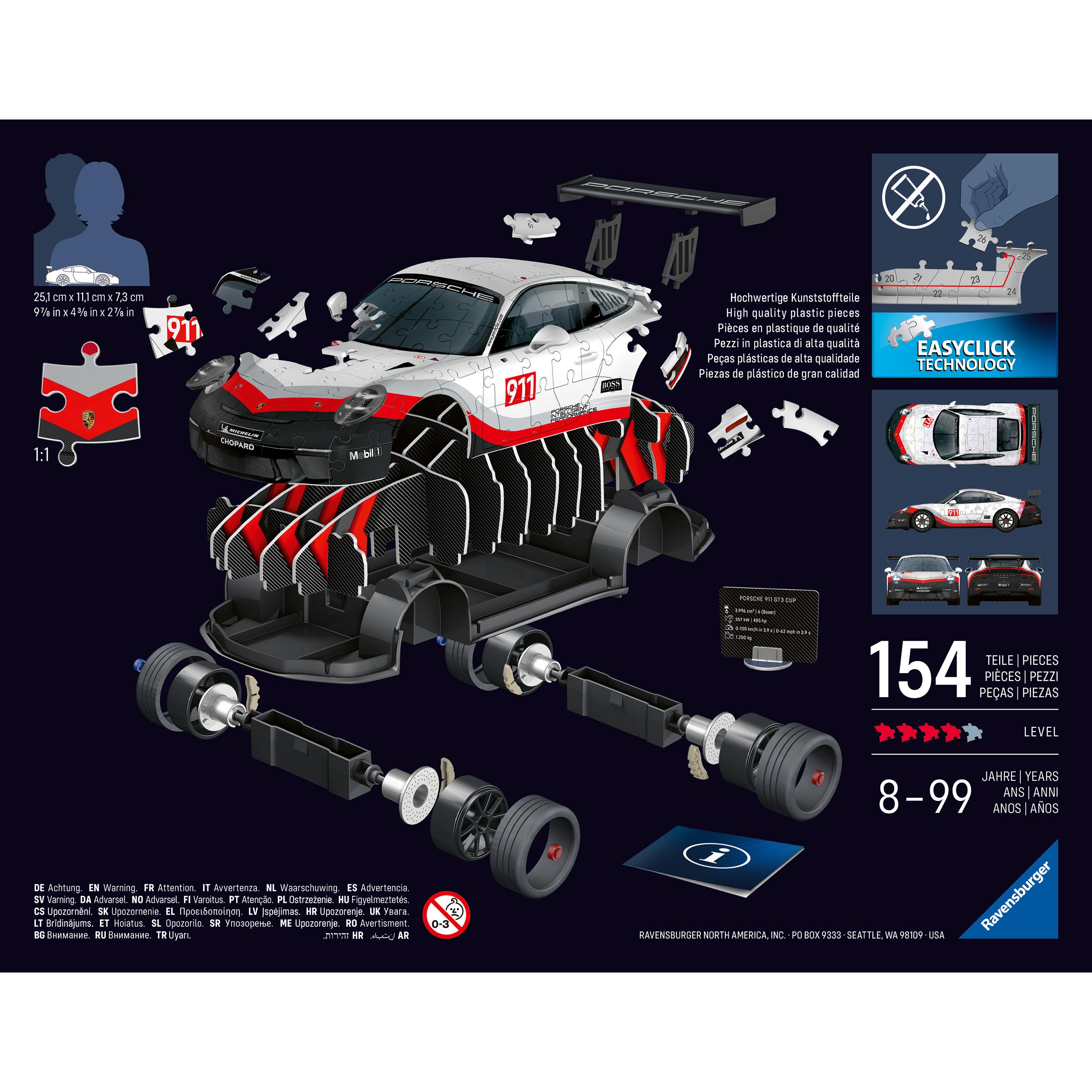 Voir la diapositive 2 : RAVENSBURGER Puzzle 3D 108 pièces Porsche GT3