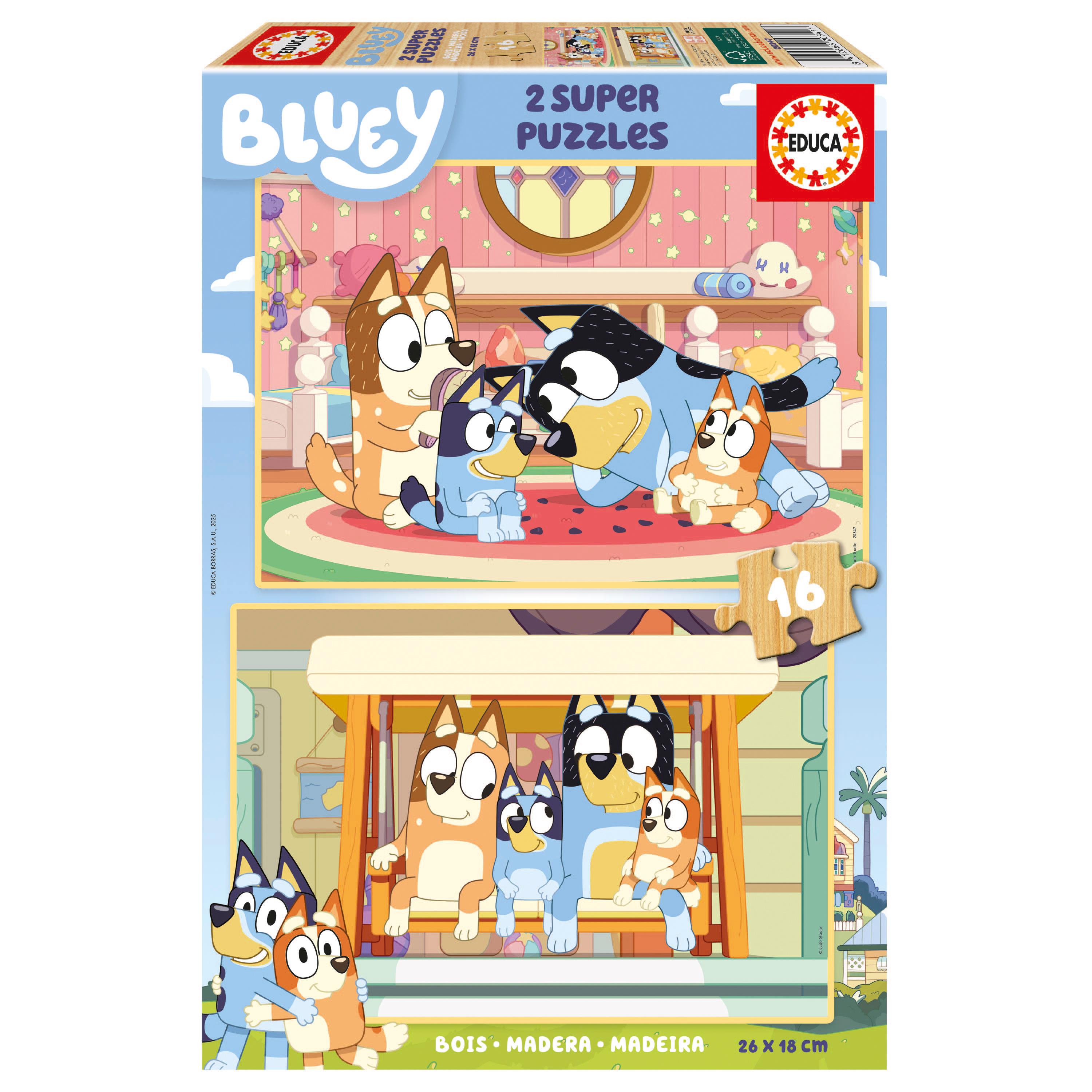 EDUCA Puzzle 2x16 pièces Bluey - Bois