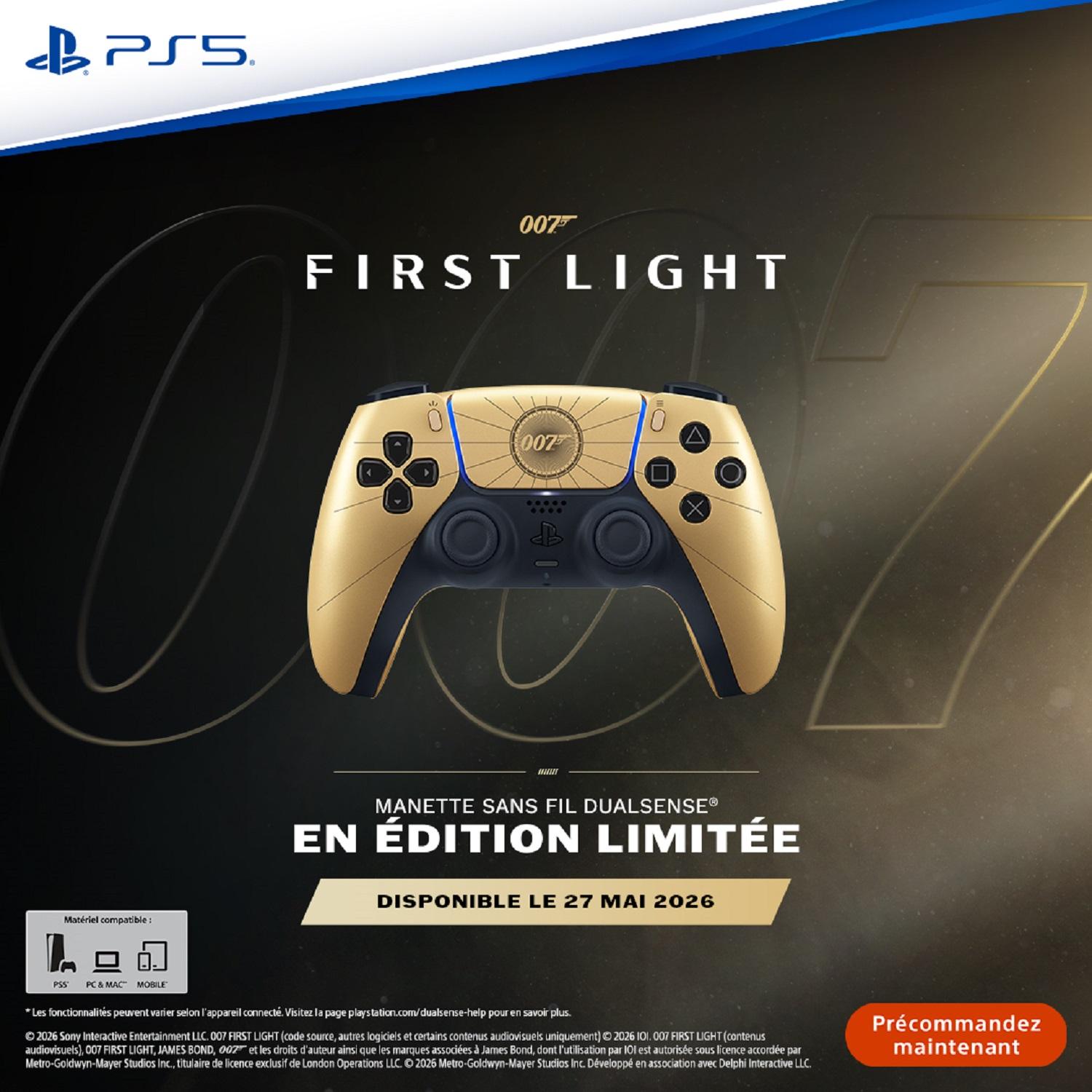 Voir la diapositive 2 : SONY Manette DualSense First Light 007 Edition limitée Collector PS5