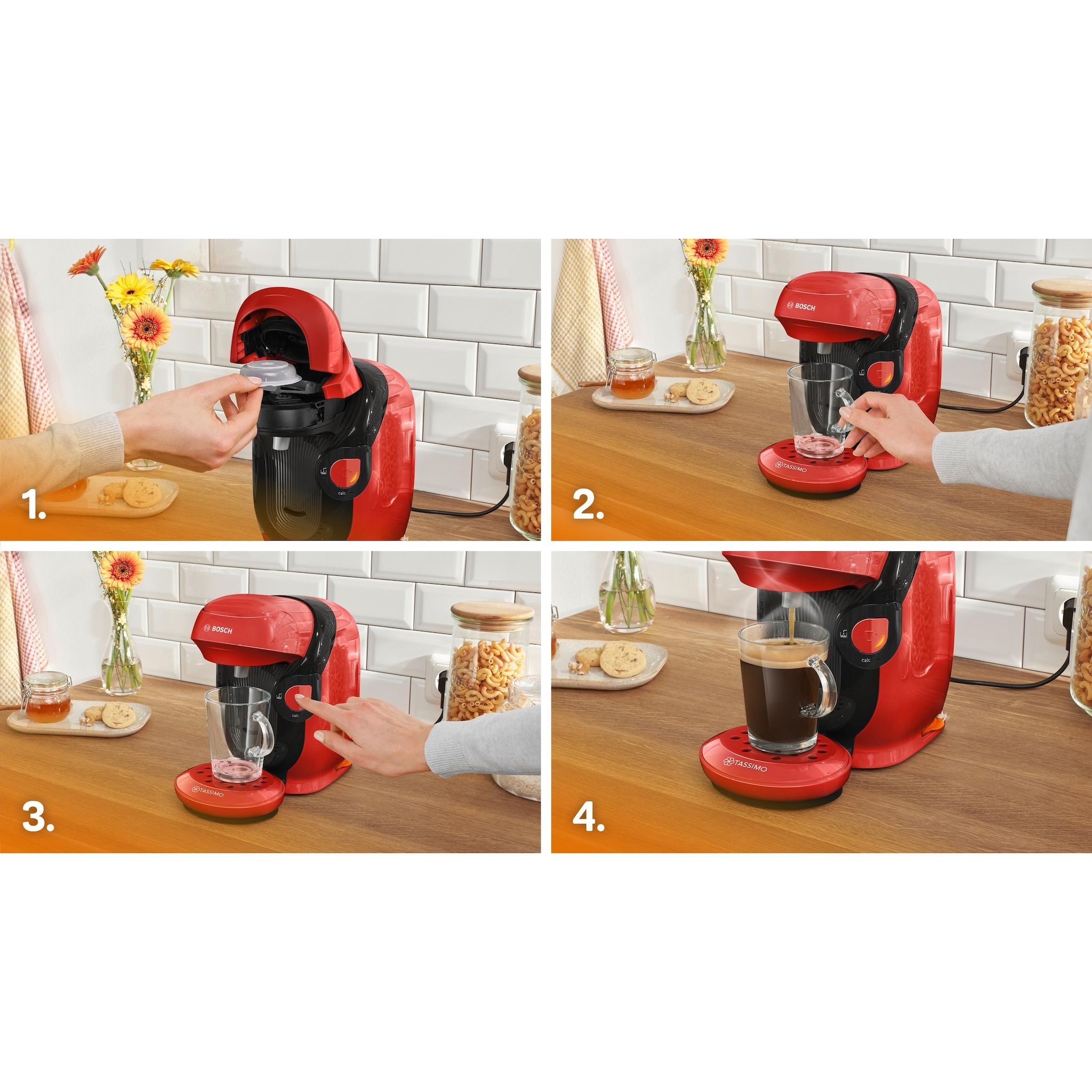 Voir la diapositive 3 : BOSCH Machine à café Tassimo TAS113E - Rouge