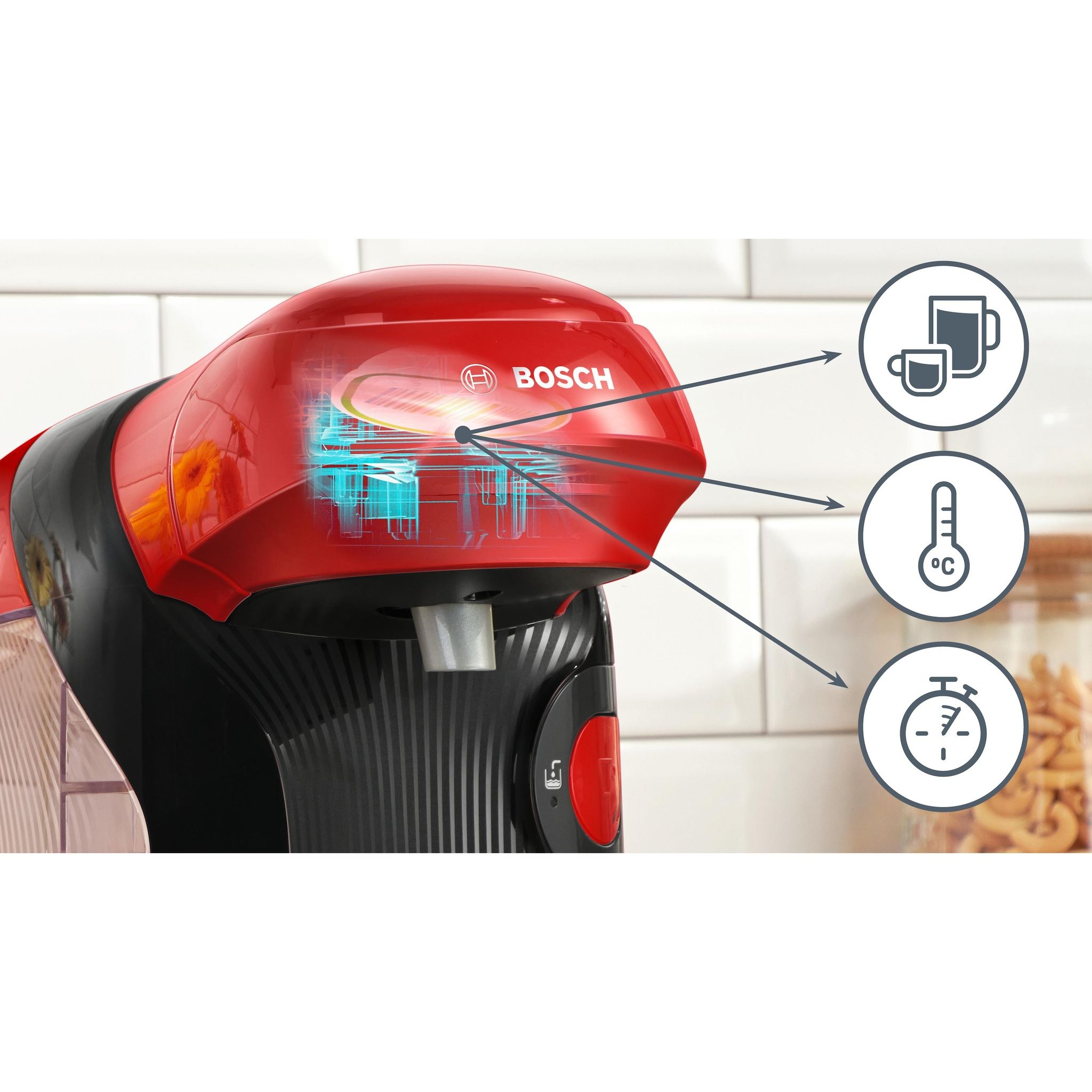 Voir la diapositive 11 : BOSCH Machine à café Tassimo TAS113E - Rouge