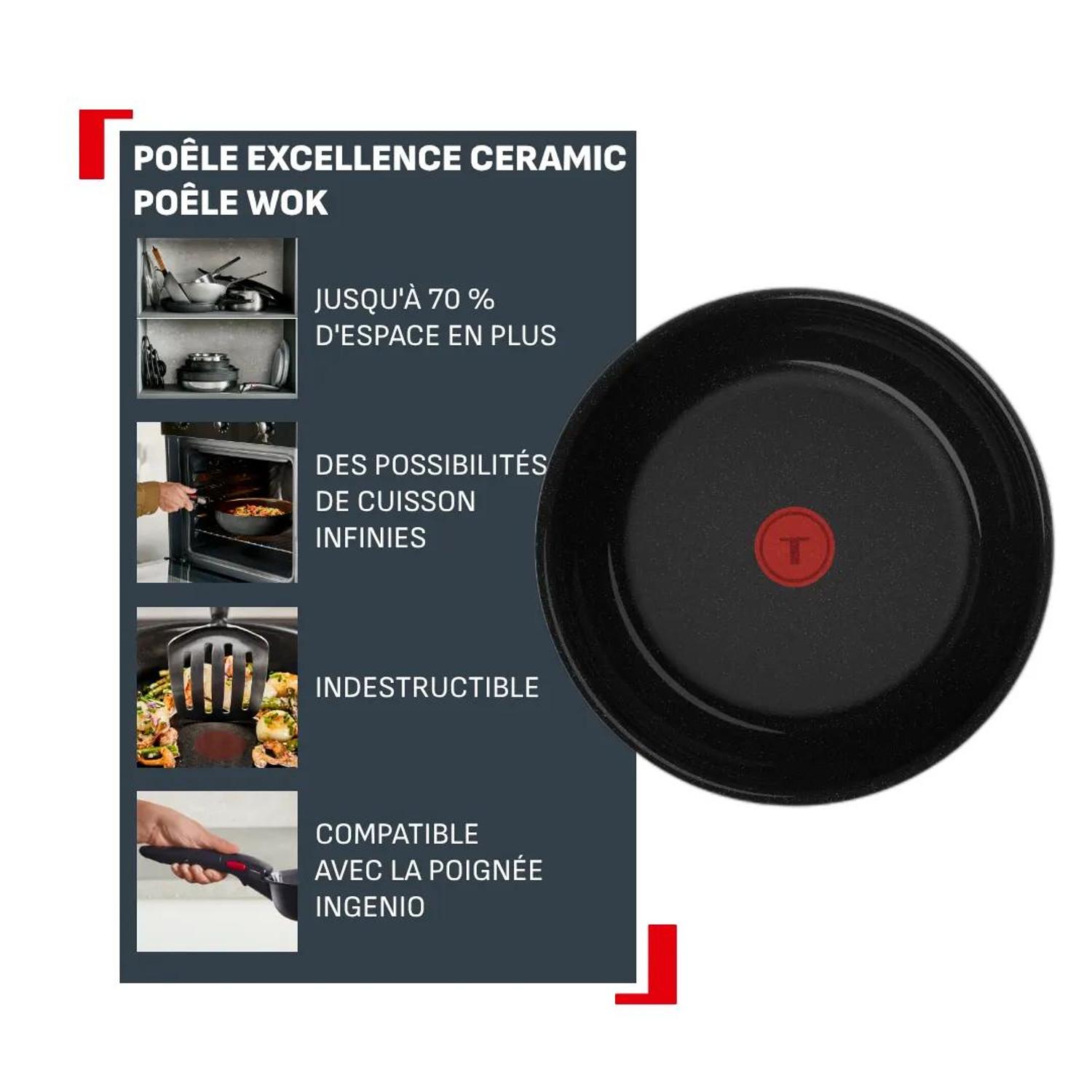 Voir la diapositive 2 : TEFAL Wok 28cm Ingenio Excellence céramique tous feux dont induction