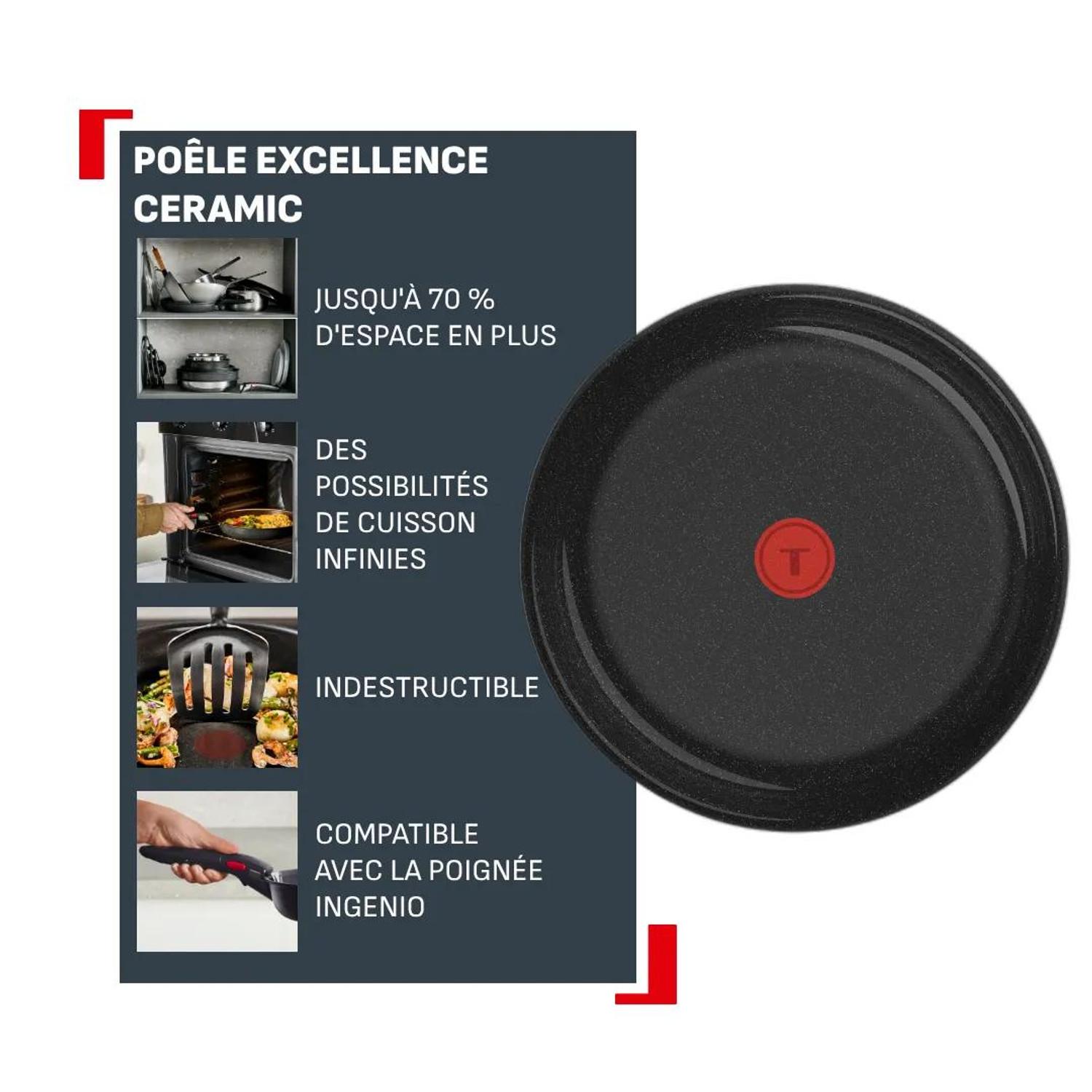 Voir la diapositive 2 : TEFAL Poêle 28cm Ingenio Excellence céramique tous feux dont induction