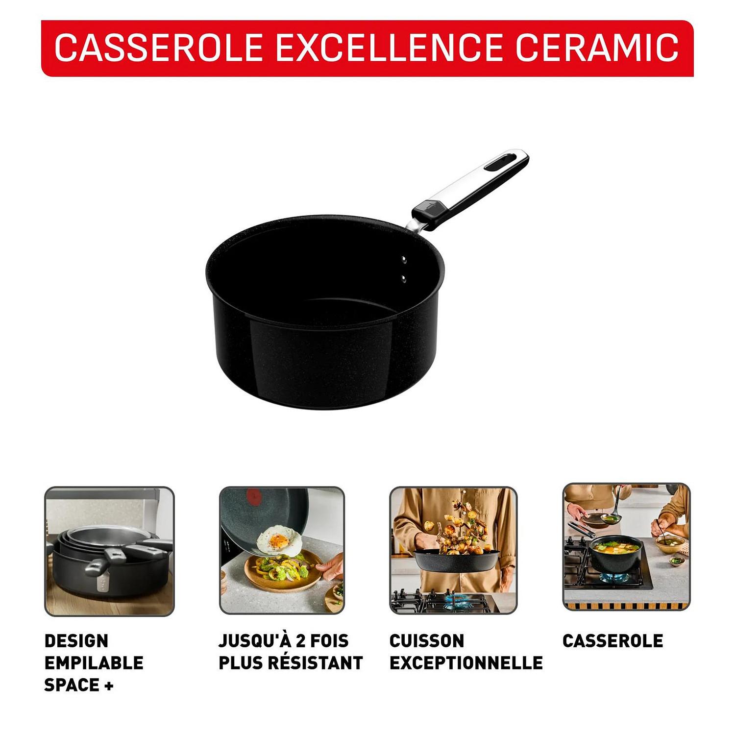Voir la diapositive 2 : TEFAL Casserole 20cm Excellence céramique tous feux dont induction