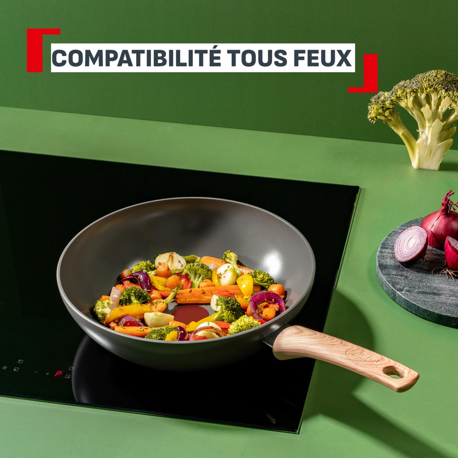 Voir la diapositive 5 : TEFAL Wok 28cm céramique tous feux dont induction
