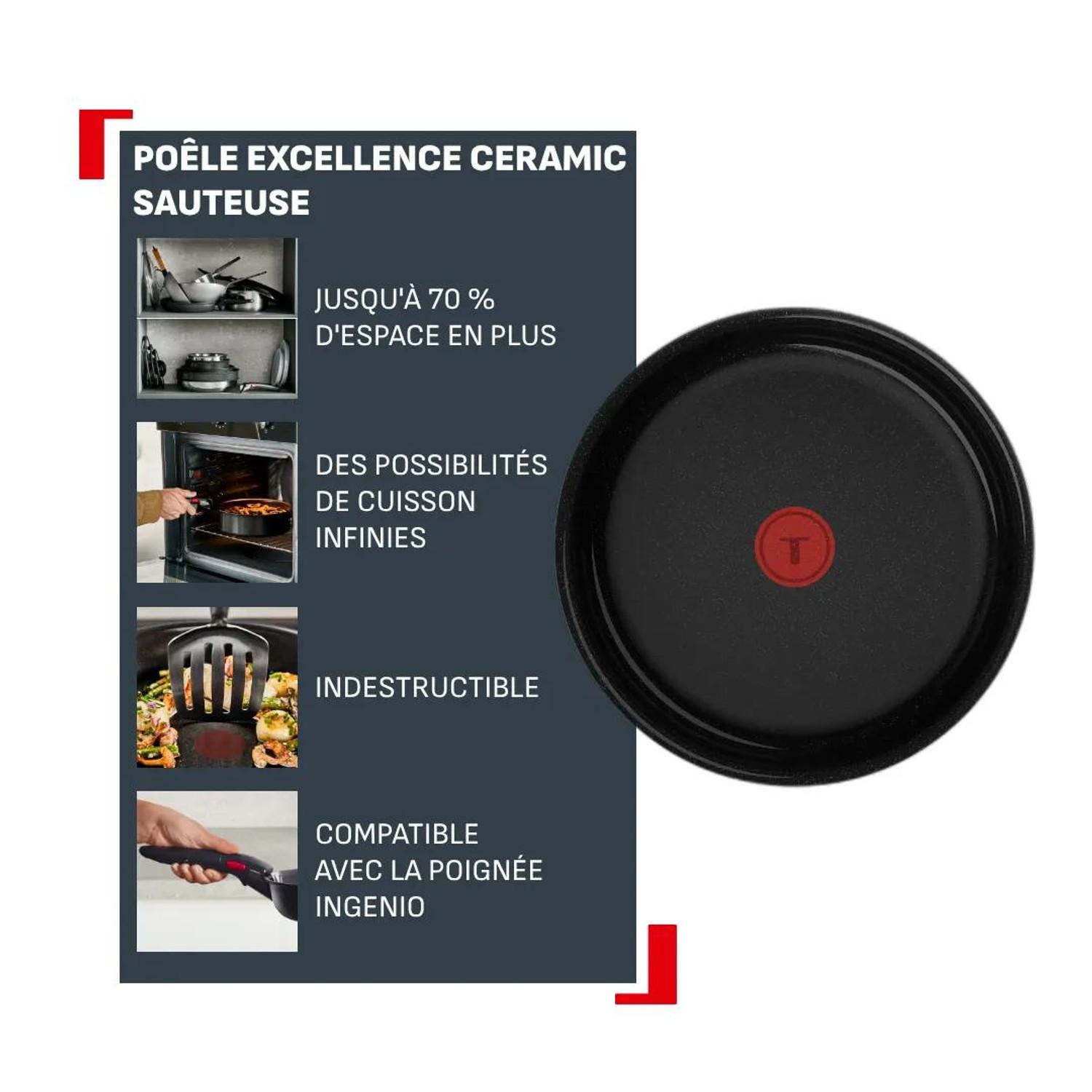 Voir la diapositive 2 : TEFAL Sauteuse 24cm Ingenio Excellence céramique tous feux dont induction