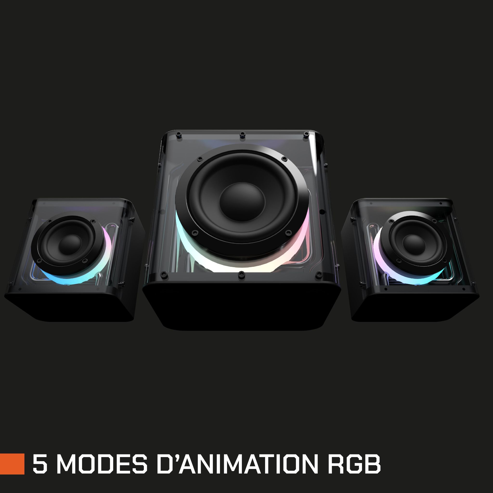 Voir la diapositive 3 : Enceinte Novag Gaming 2.1 à LED - Noir